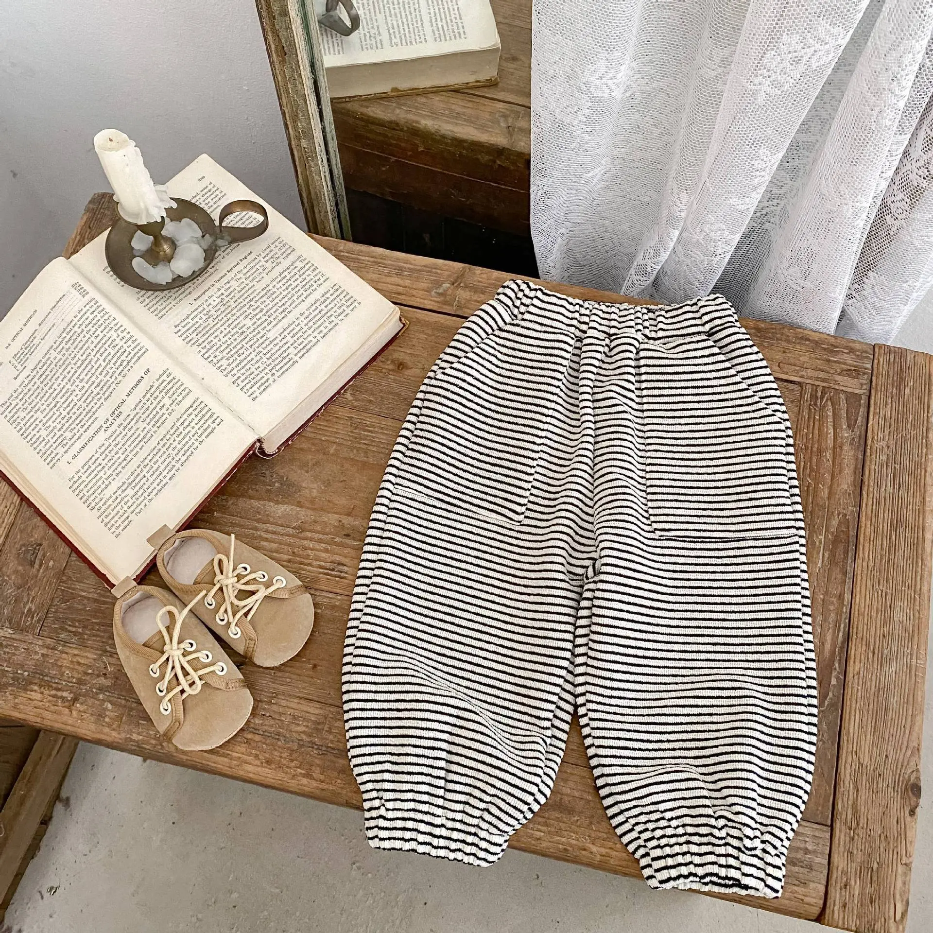 Spring and Autumn New Baby Clothing for 0-3 Years, Boys and Girls Baby Striped Pants, Comfortable Casual Sports Pants