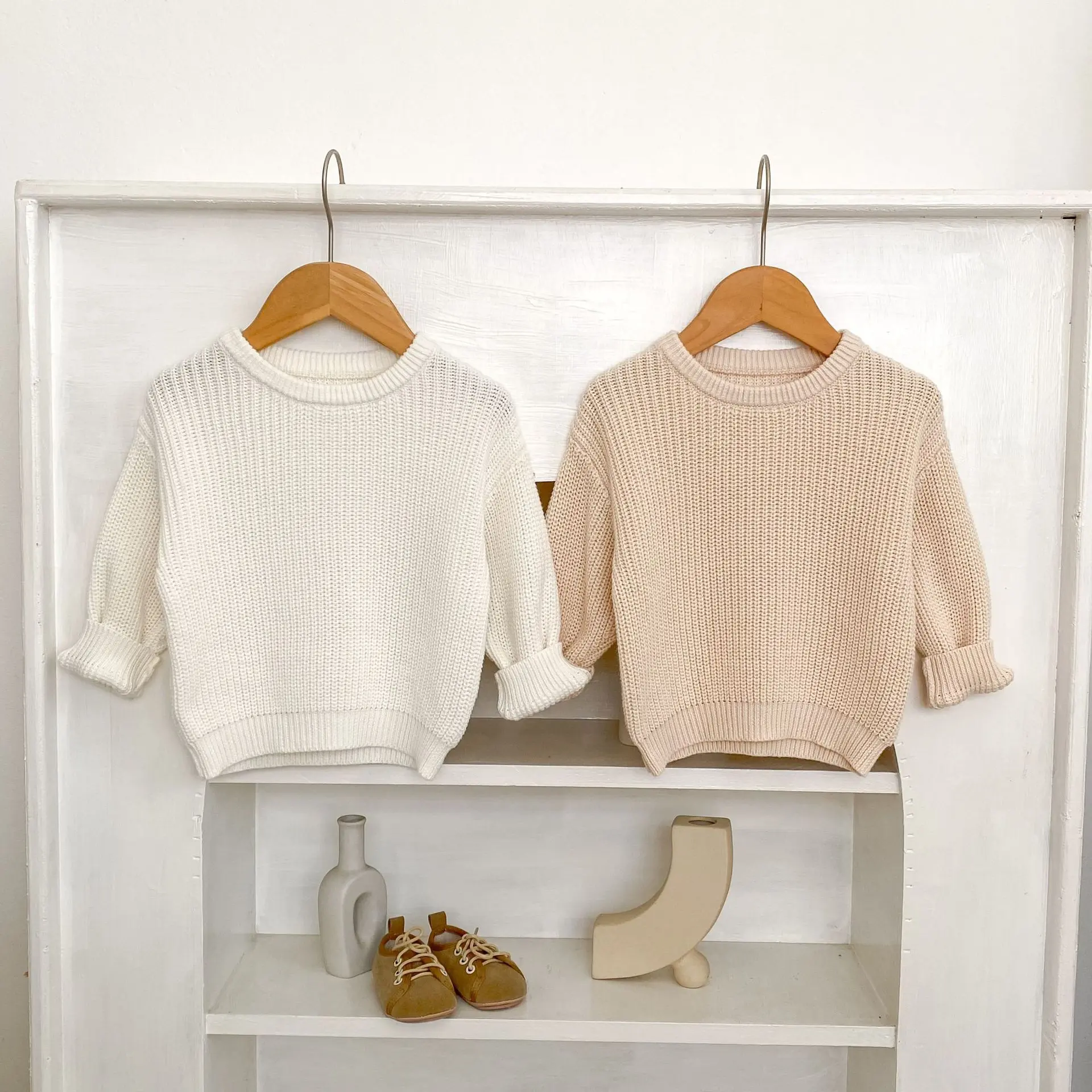 Autumn new 0-3 year old baby clothing, fashionable baby boy baby girl solid color pullover knitted sweater