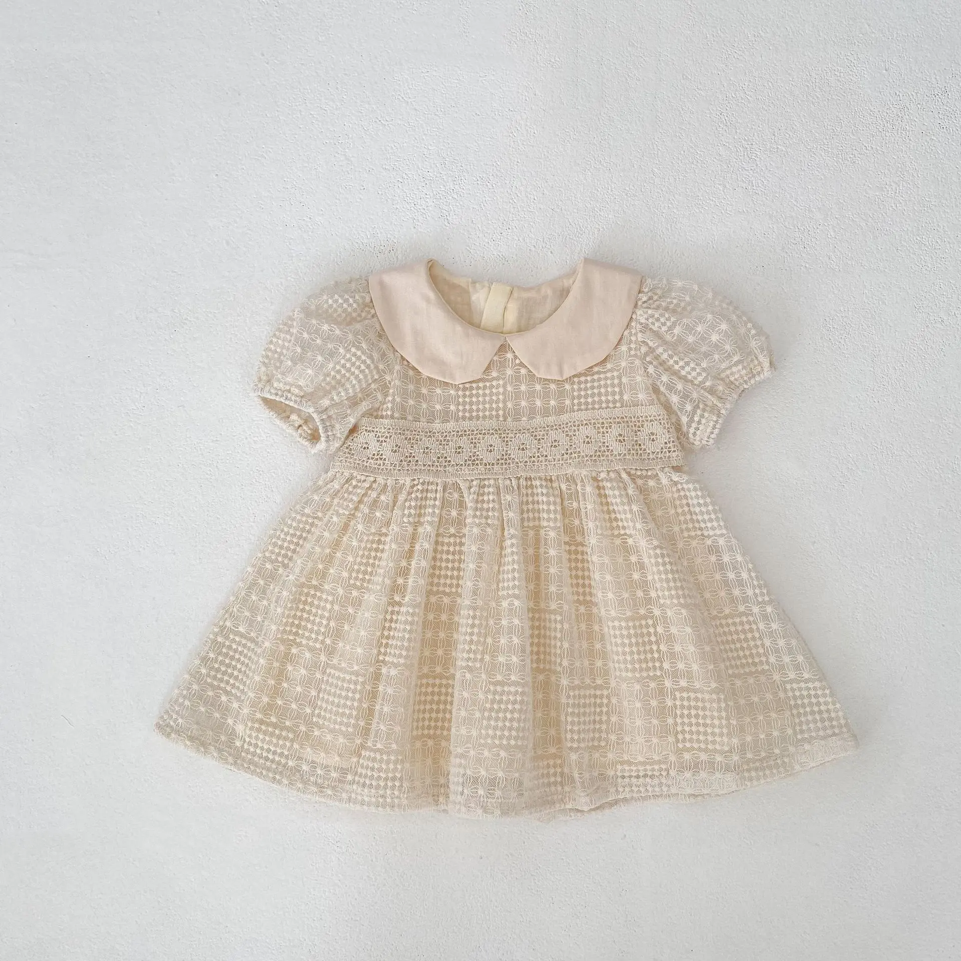 Summer new style baby clothes for 0-3 years old, cute baby girl dress, exquisite doll collar, embroidered princess dress