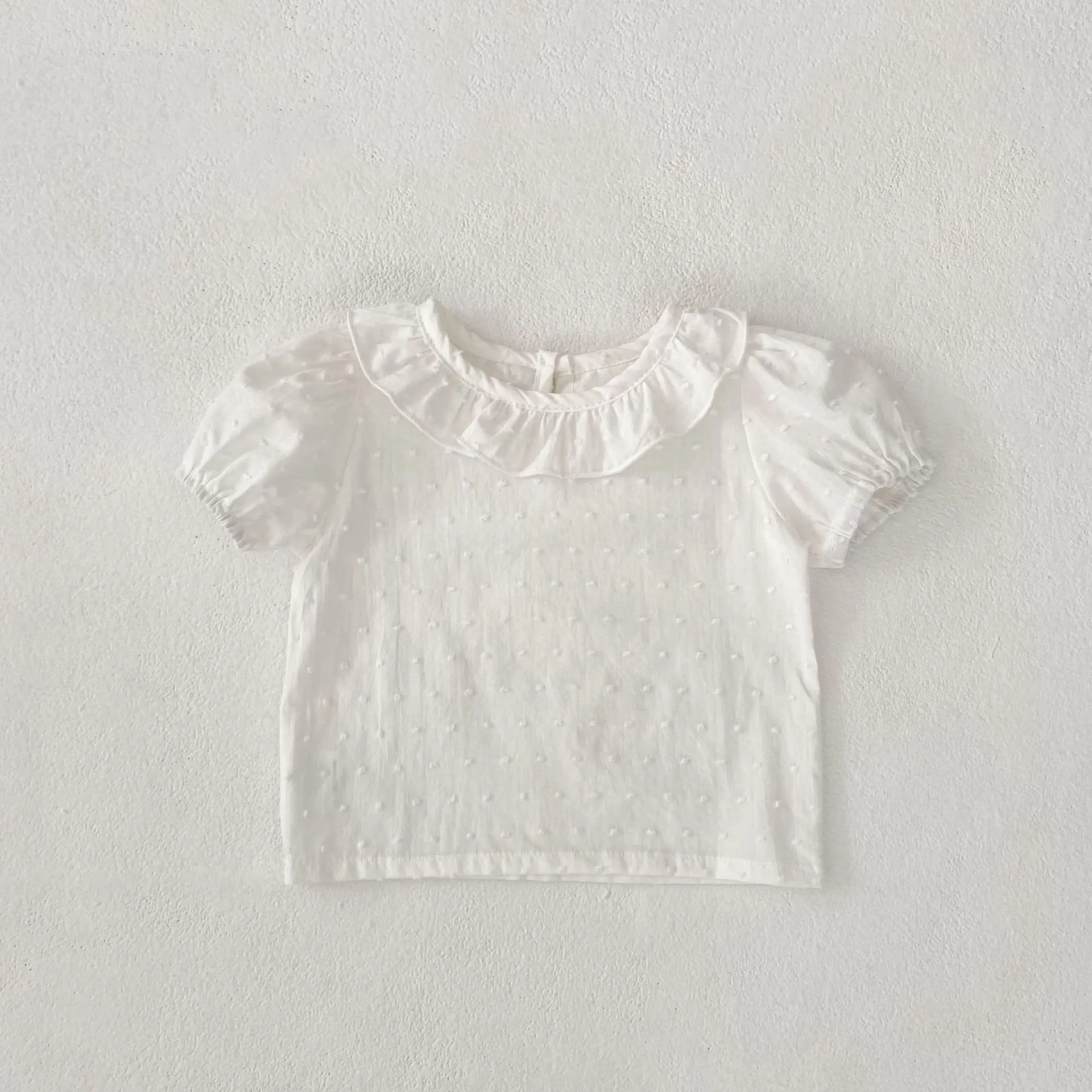 Summer new 0-3 year old baby clothing, doll collar stylish short sleeved shirt, cute and fashionable top