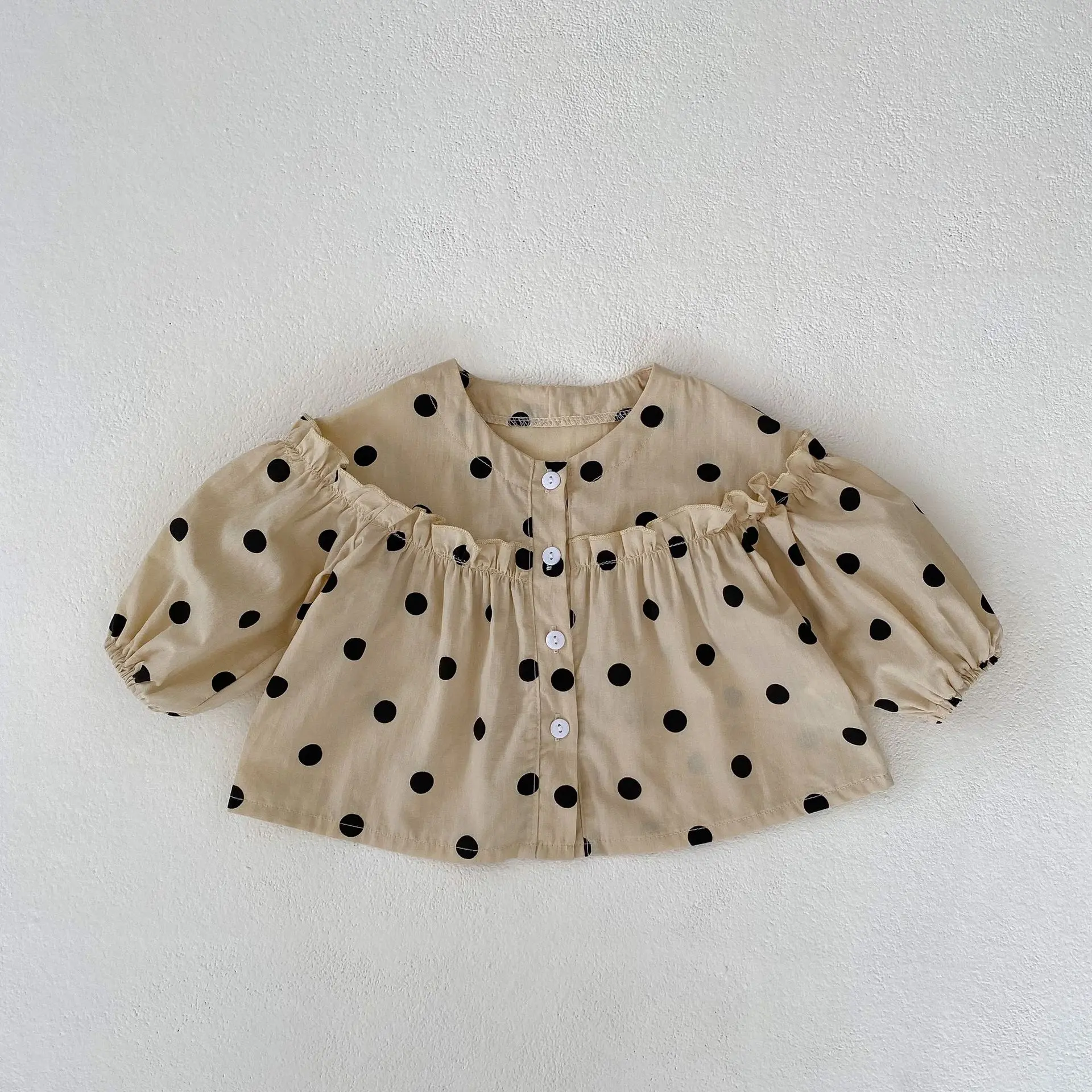 Spring and autumn new baby clothes for 0-3 years old, fashionable baby girl cute polka dot printed long-sleeved top