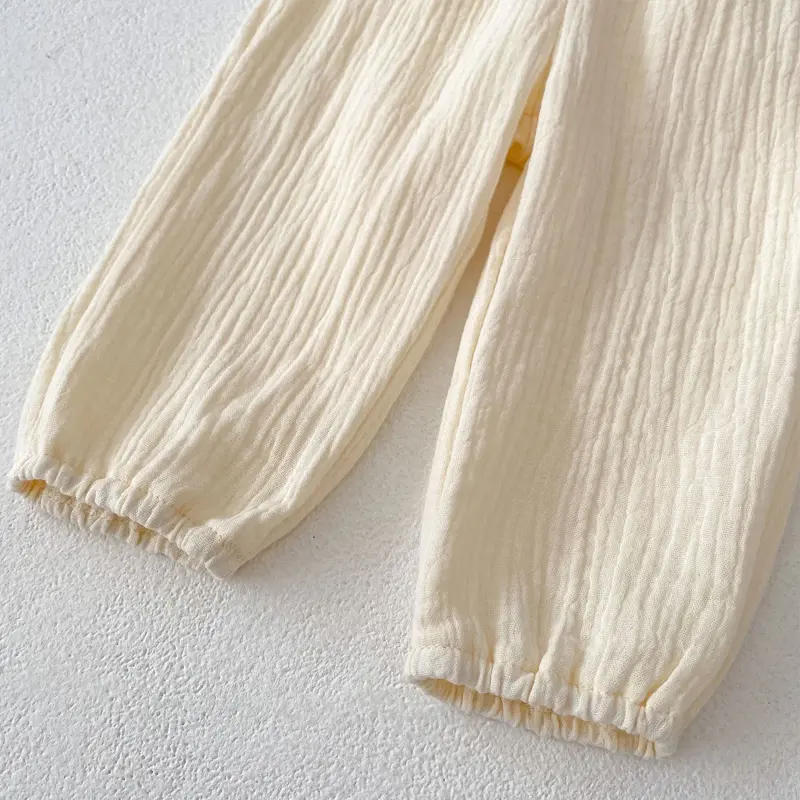 Autumn new baby clothing, 0-3 year old female baby mosquito proof lace double-sided wrinkled pants with folded cuffs