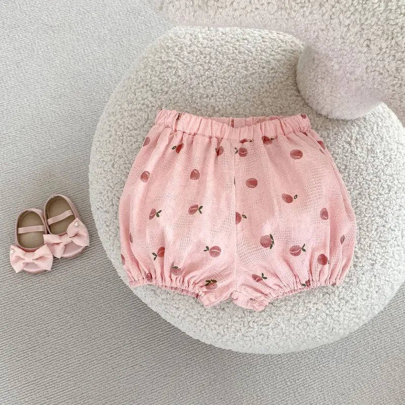 Autumn new baby clothing, 0-3 year old female baby, peach print long sleeved top+bread pants two-piece set
