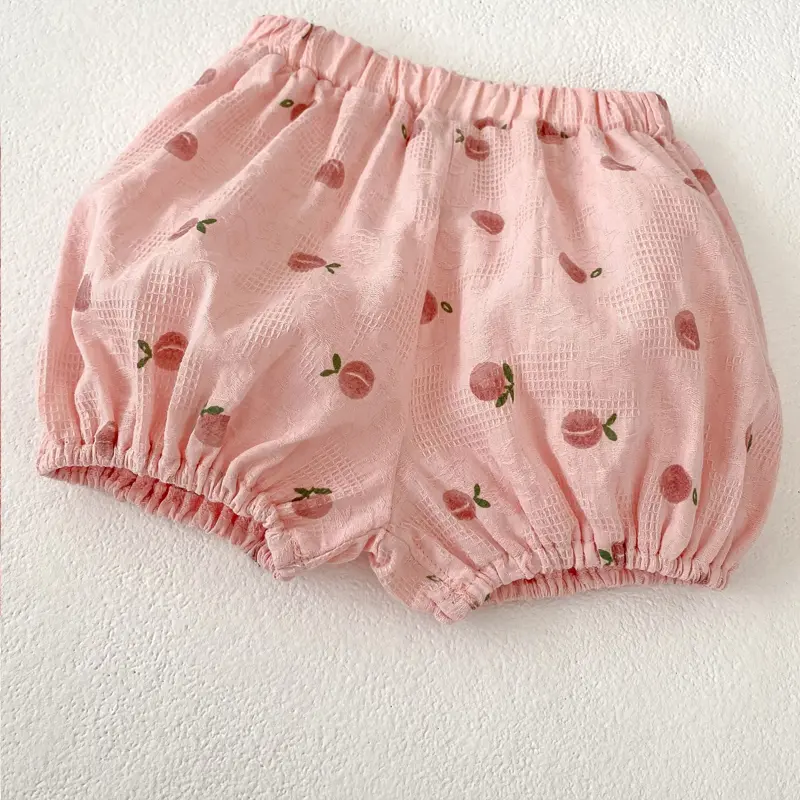Autumn new baby clothing, 0-3 year old female baby, peach print long sleeved top+bread pants two-piece set