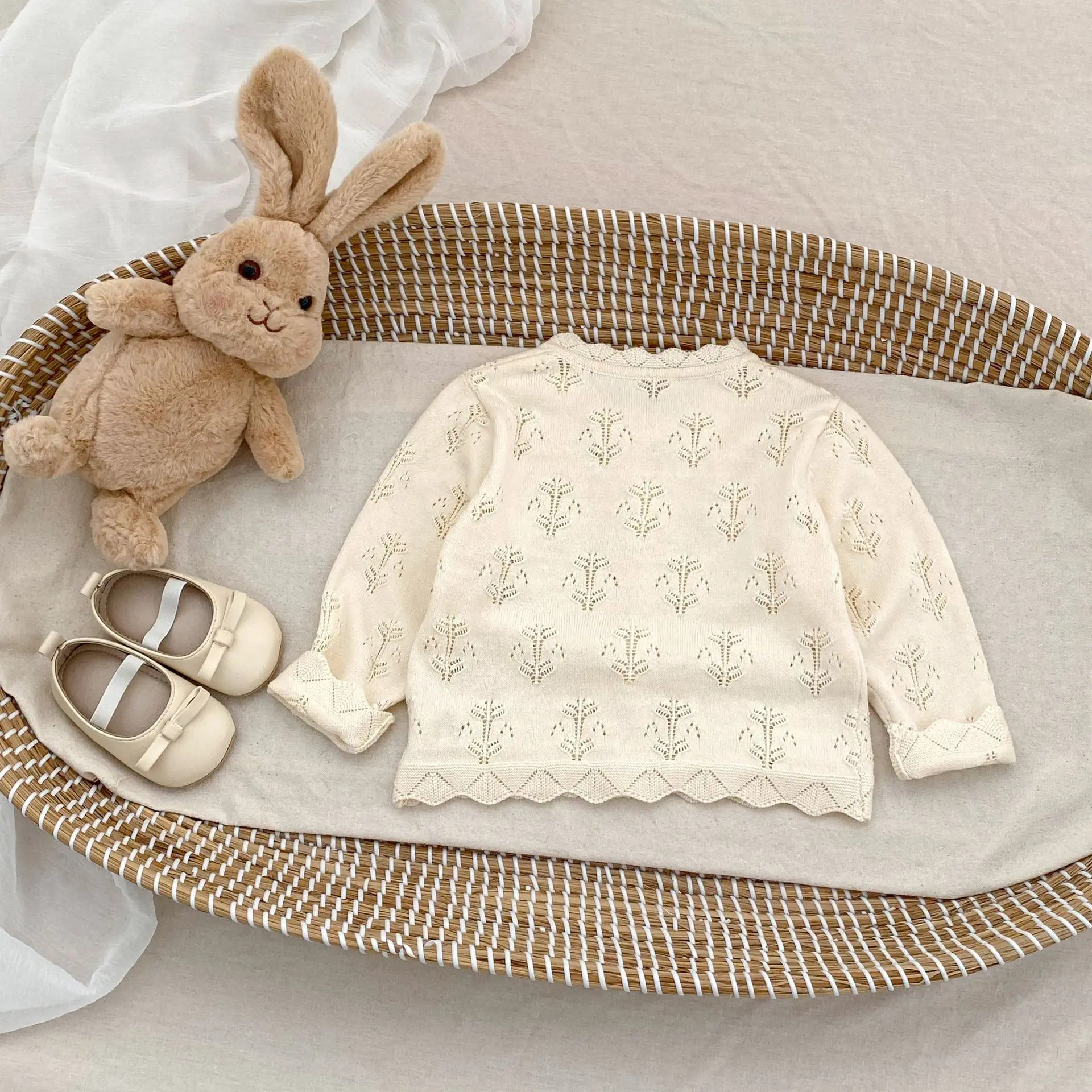 Summer new 0-3 year old baby clothing, delicate baby girl thin cardigan long sleeved air-conditioned shirt