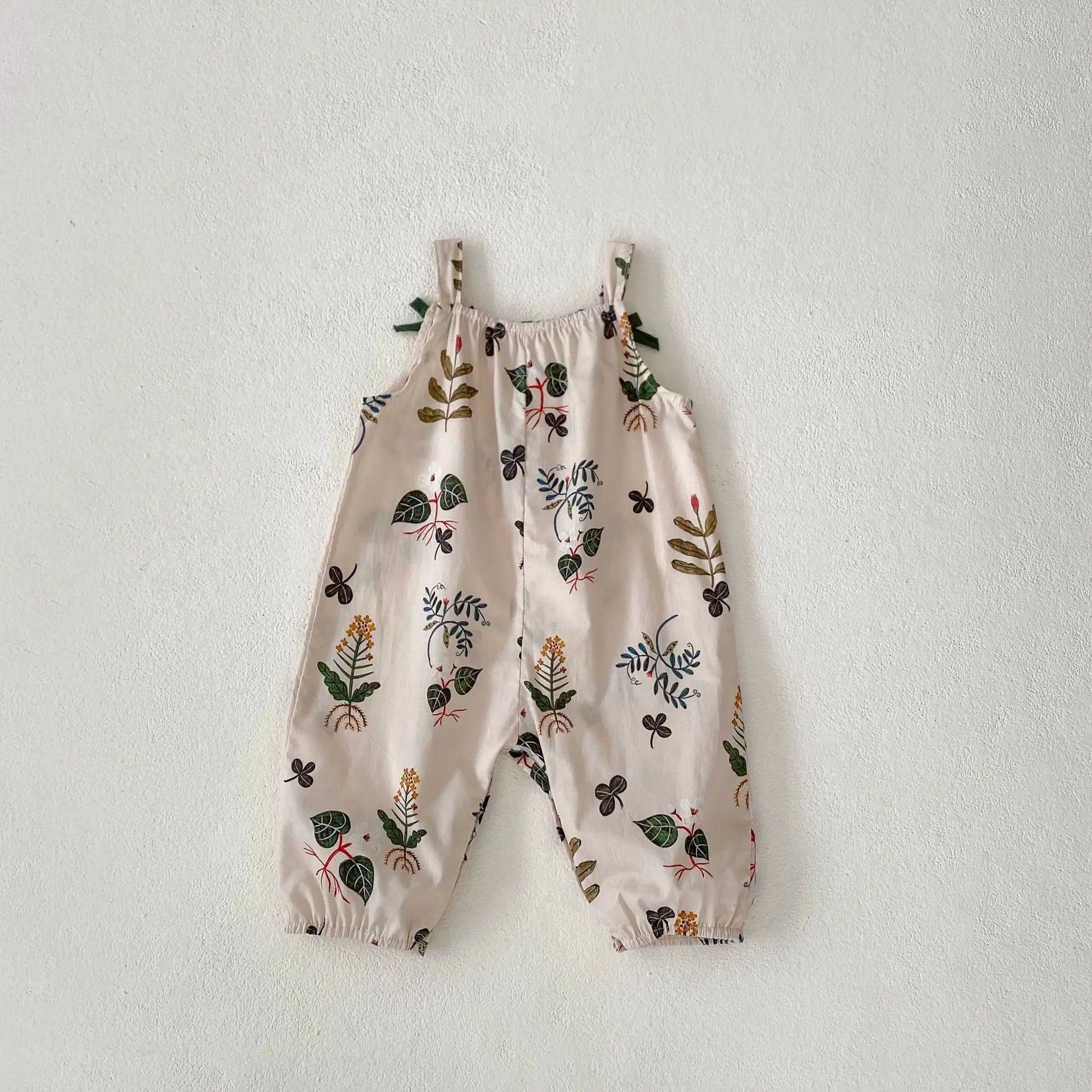 Summer new 0-3 year old baby clothing, baby  boys' and baby  girls' jumpsuits, leaf printed jumpsuit pants