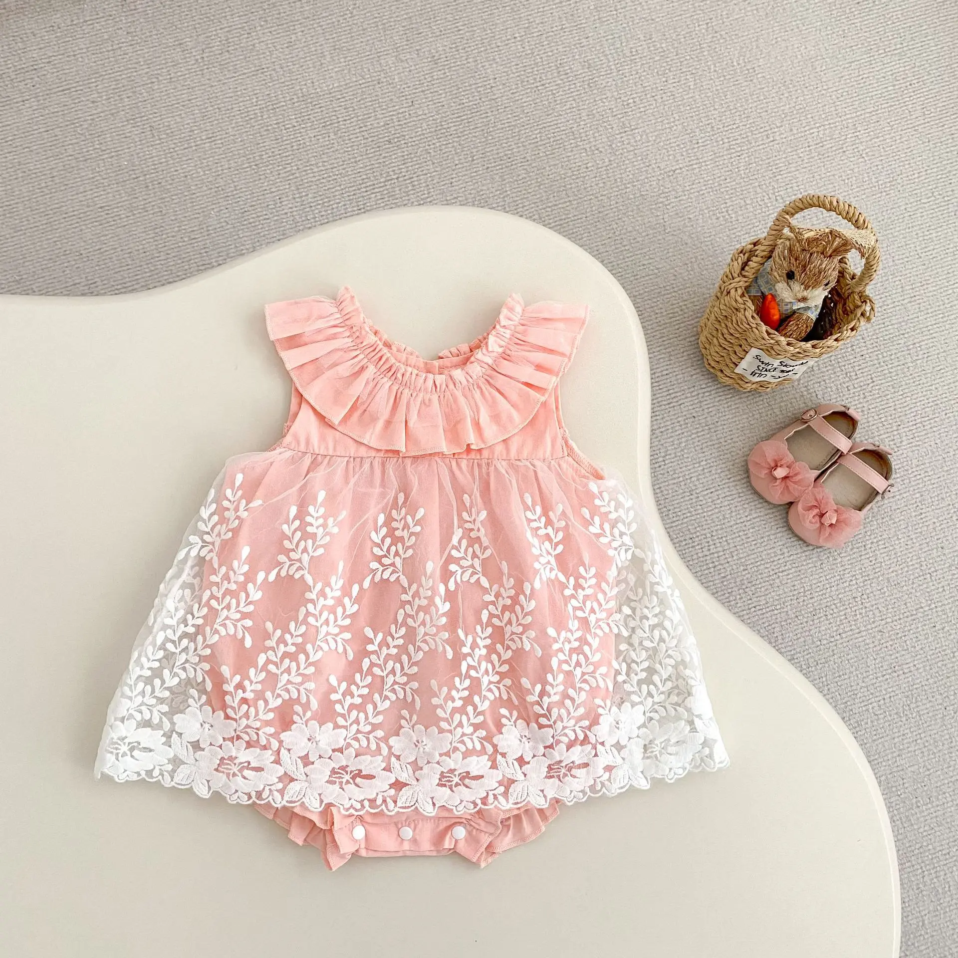 Summer new baby clothes for 0-3 years old, fashionable baby girl suspenders,exquisite soft yarn jumpsuit princess style jumpsuit