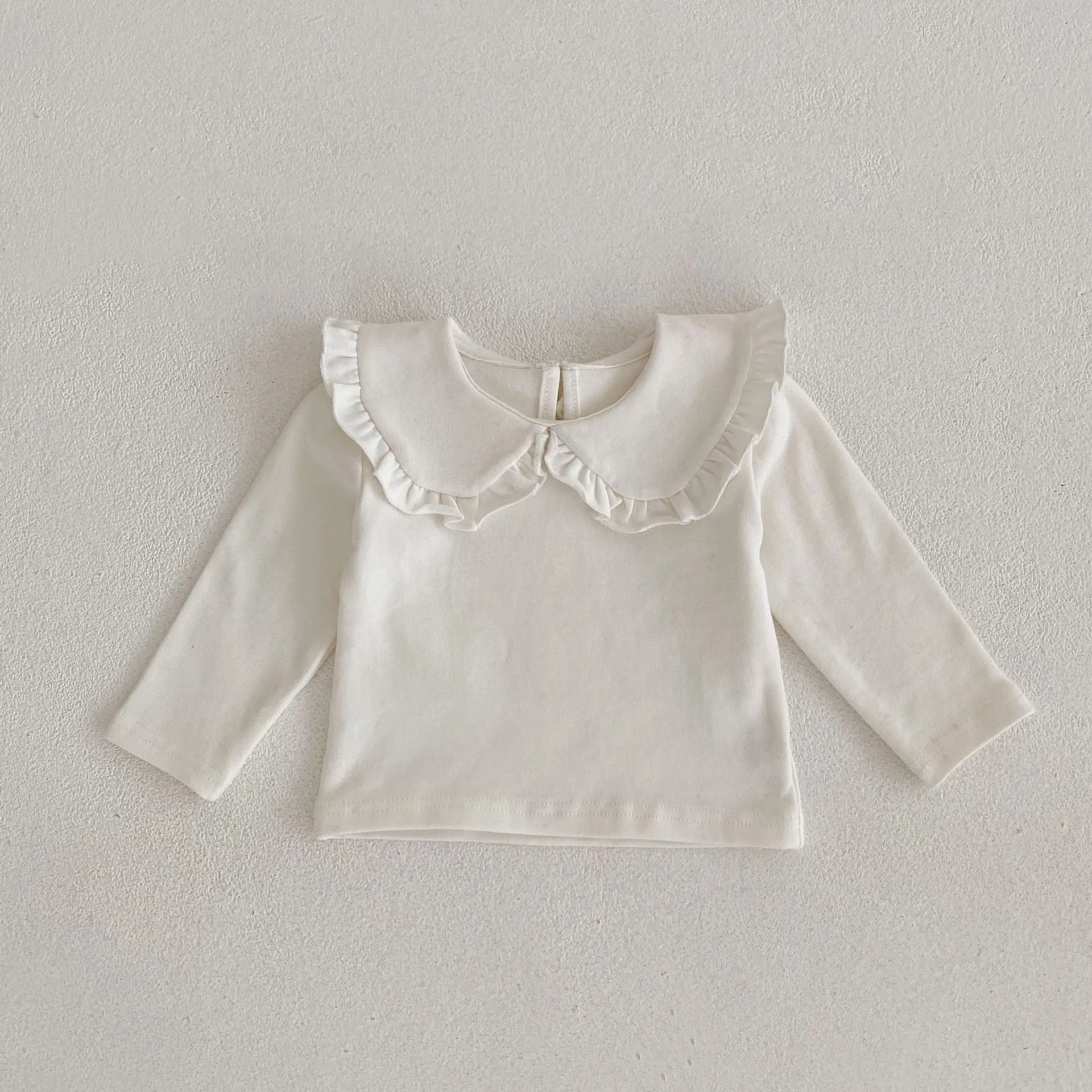 spring and autumn  new 0-3 year old baby clothing, exquisite and simple baby girl T-shirt, cute baby collar long sleeved top