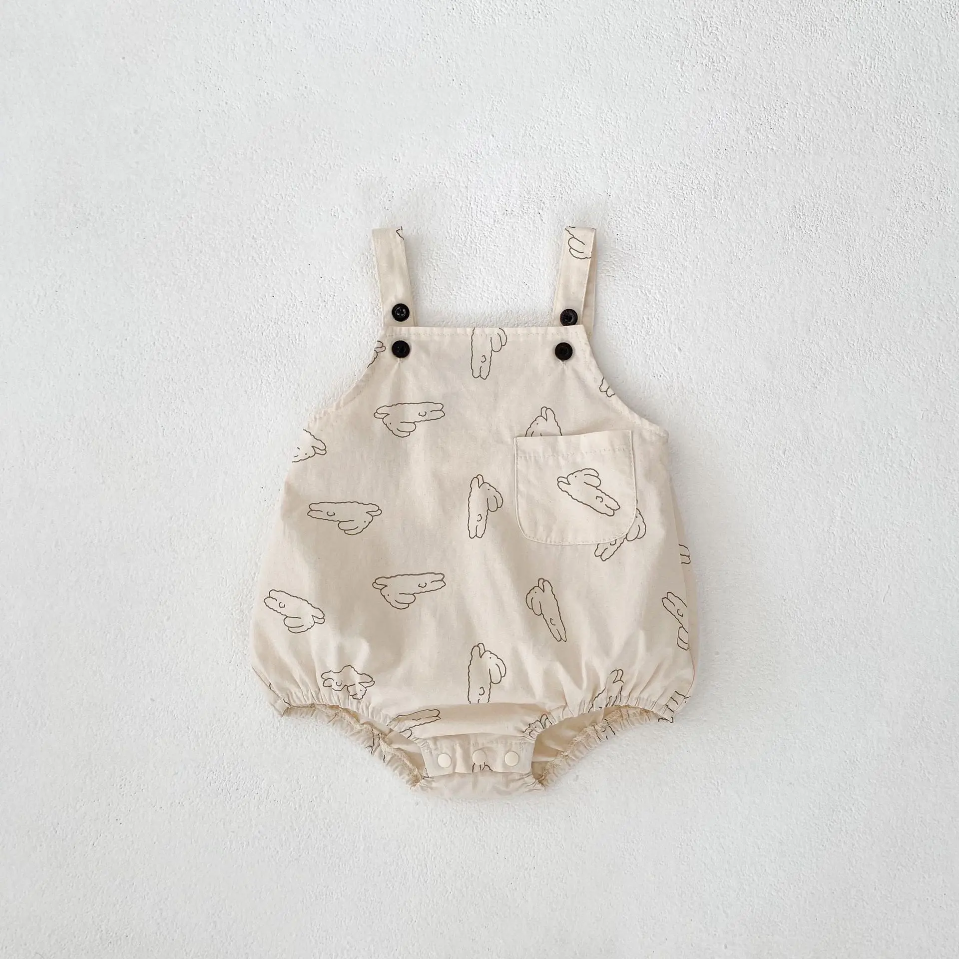 Summer new 0-3 year old baby clothing, cute rabbit printed overalls for boys and girls, casual jumpsuit