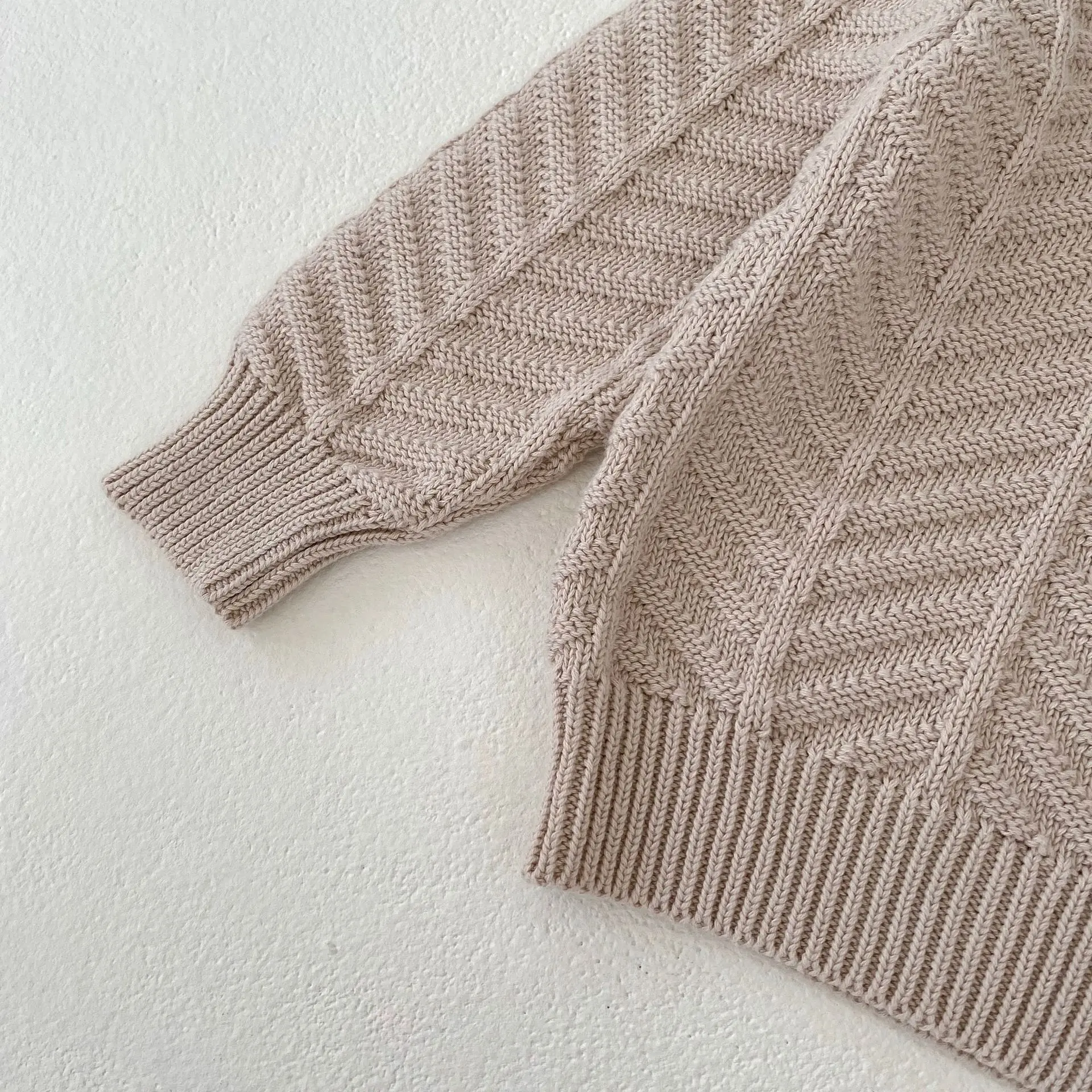 Instagram Spring and Autumn New Fashion Single Item Sweater Set for Infants and Young Children 0-3 Year Old Girl Wave Pattern Pu