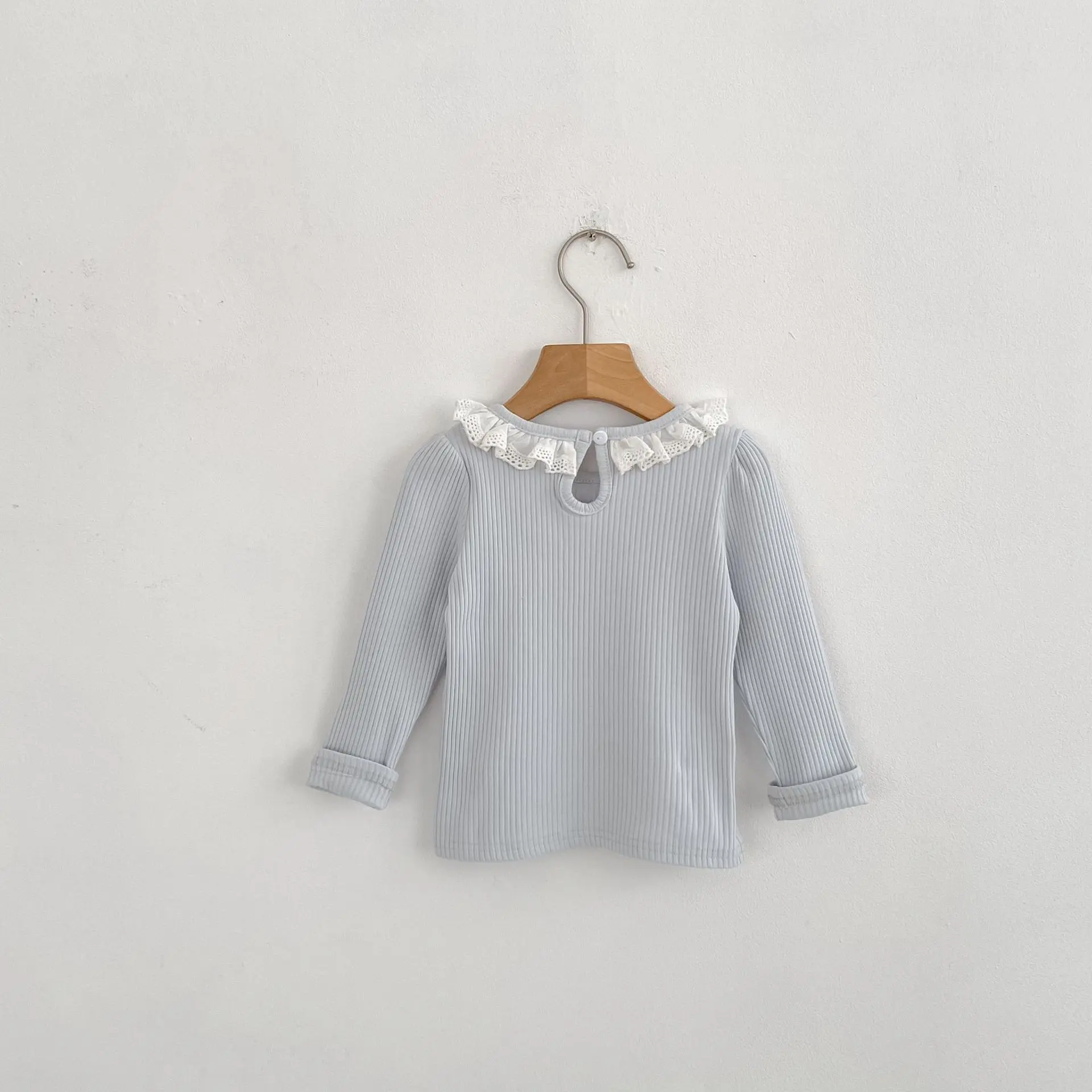 New autumn baby clothing for 0-3 years old, exquisite baby girl fashion lace collar long sleeved base shirt, easy to wear top