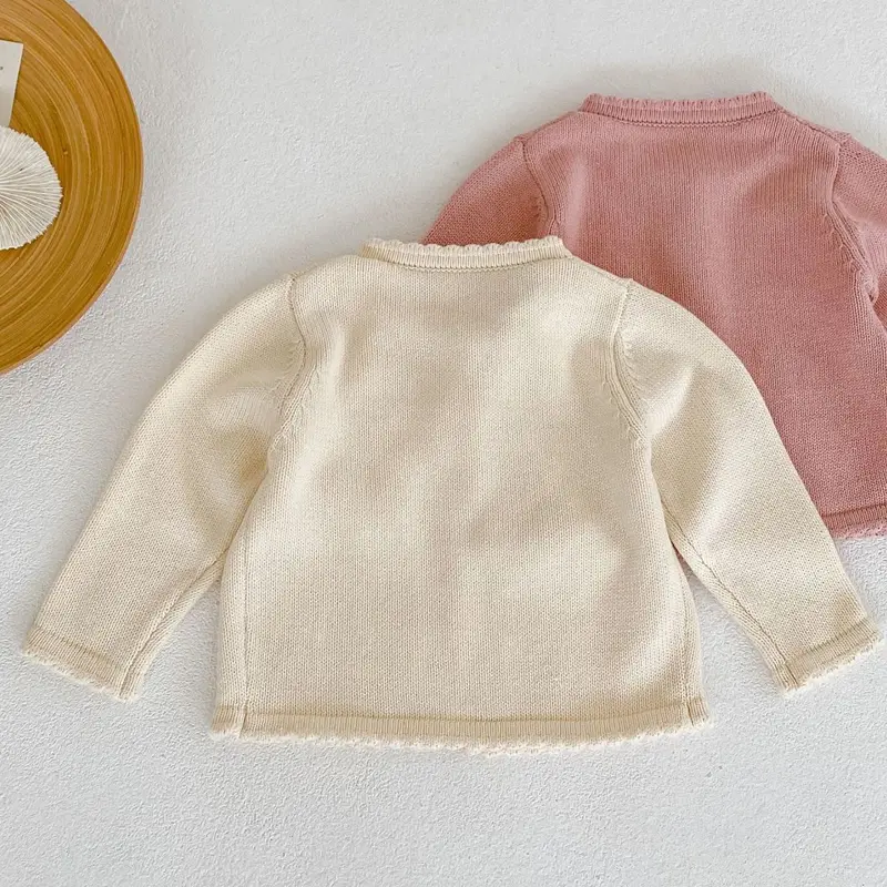Autumn new baby clothing, 0-3 year old baby girl sweet hundred tower cardigan cotton yarn knitted sweater round neck jacket