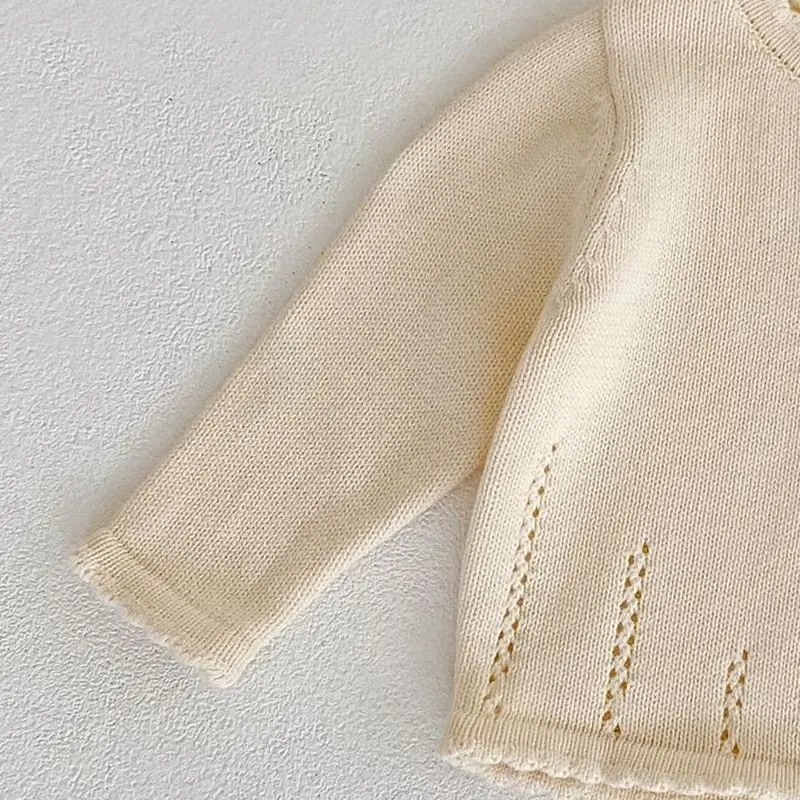 Autumn new baby clothing, 0-3 year old baby girl sweet hundred tower cardigan cotton yarn knitted sweater round neck jacket