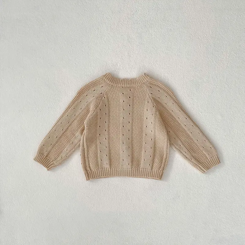 New autumn baby clothing, 0-3 year old girls, embroidered hollow knit sweater jacket
