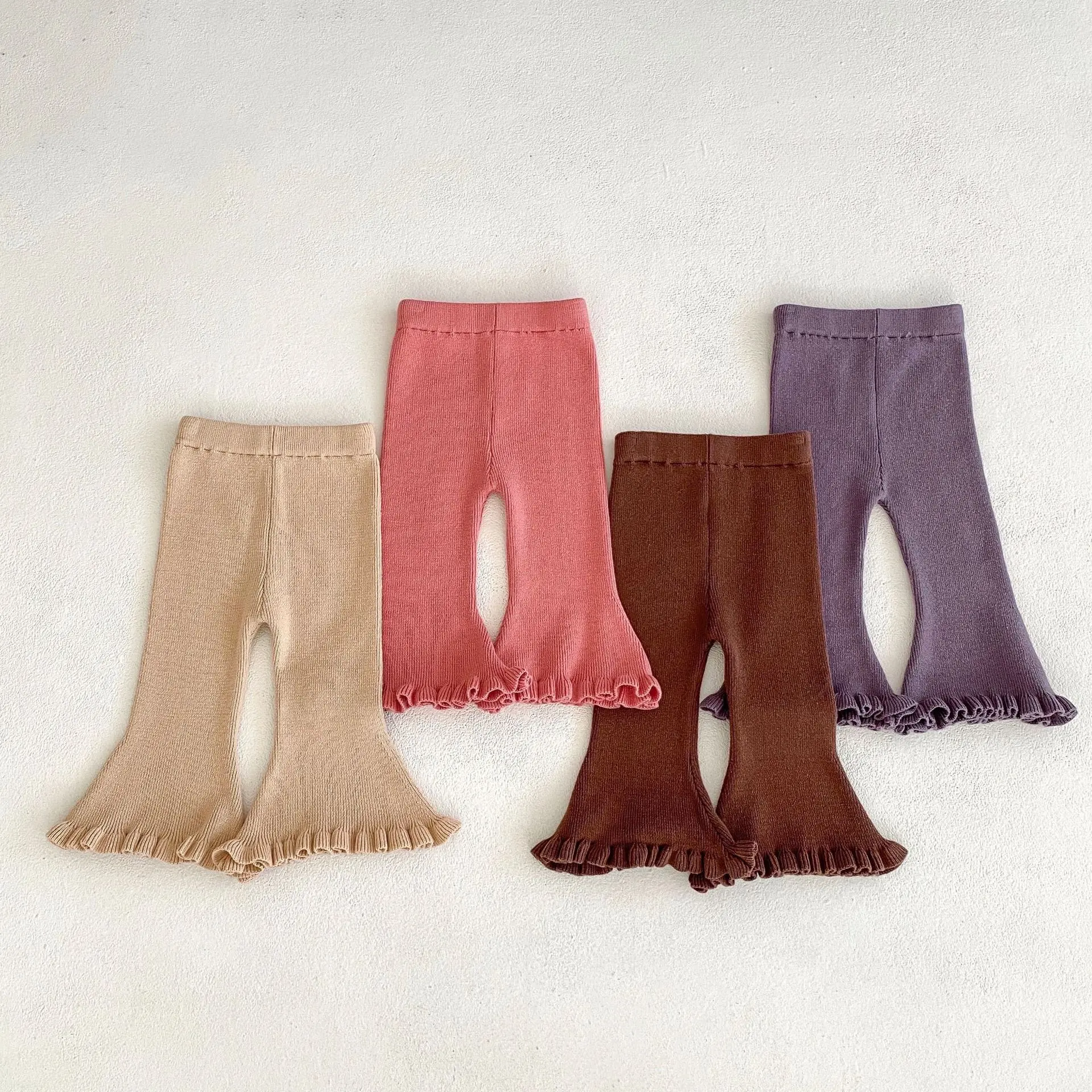 Instagram Spring and Autumn New Fashion Versatile Woolen Knitted Pants for Infants and Girls Fashion Trend Slim Fit Knitted Vers