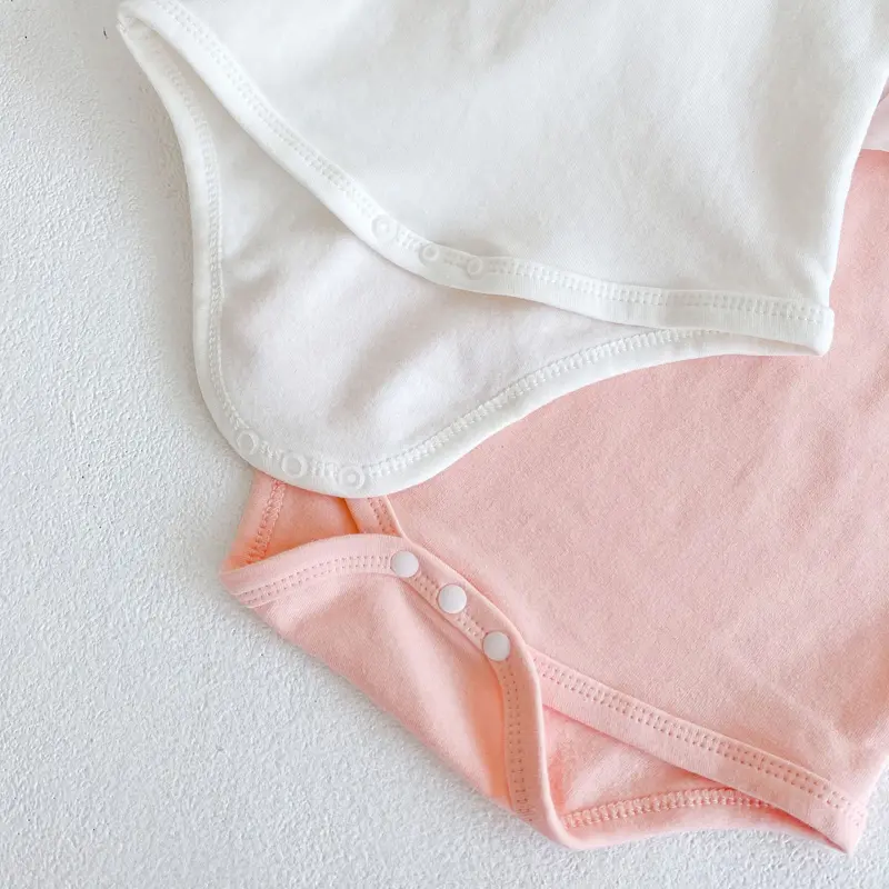 Spring New Baby Clothing, 0-3 Year Old Girl's Lotus Collar Long Sleeve Bottom Triangle jumpsuit crawling suit