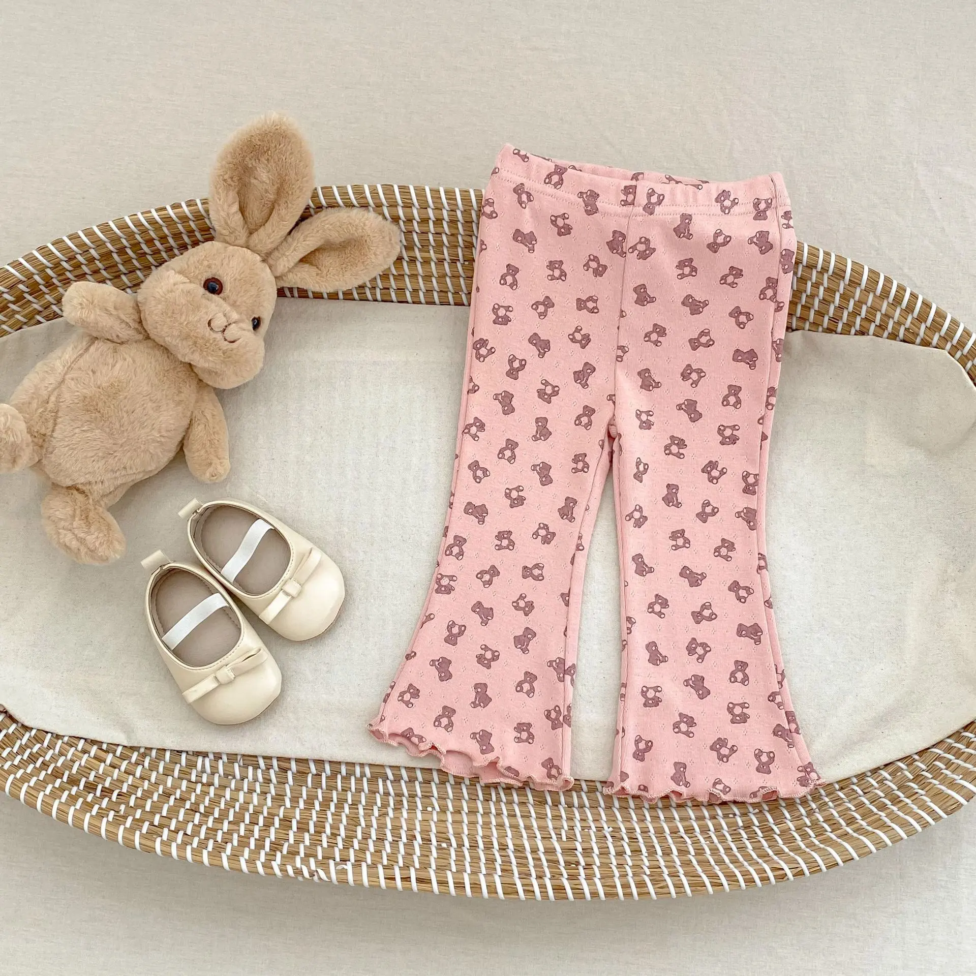 New spring and autumn baby clothing for 0-3 years old, girls' baby floral micro flared pants, printed leggings