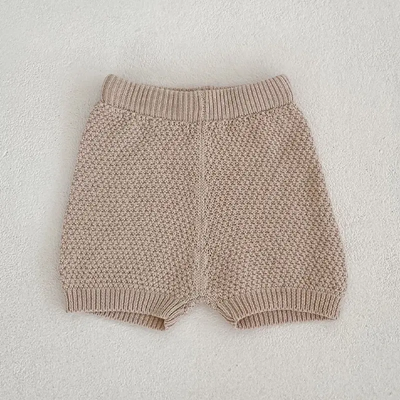 New Baby Clothing Knitted Sweater Thin Tank Top Open Button Top+Shorts 2-piece Set for Boys and Girls