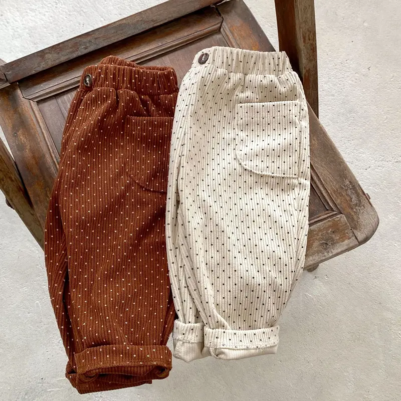 New autumn baby clothing, 0-3 year old baby girls dot printed corduroy loose casual pants