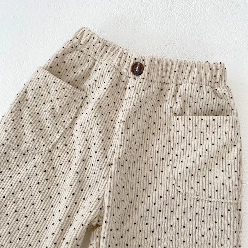 New autumn baby clothing, 0-3 year old baby girls dot printed corduroy loose casual pants