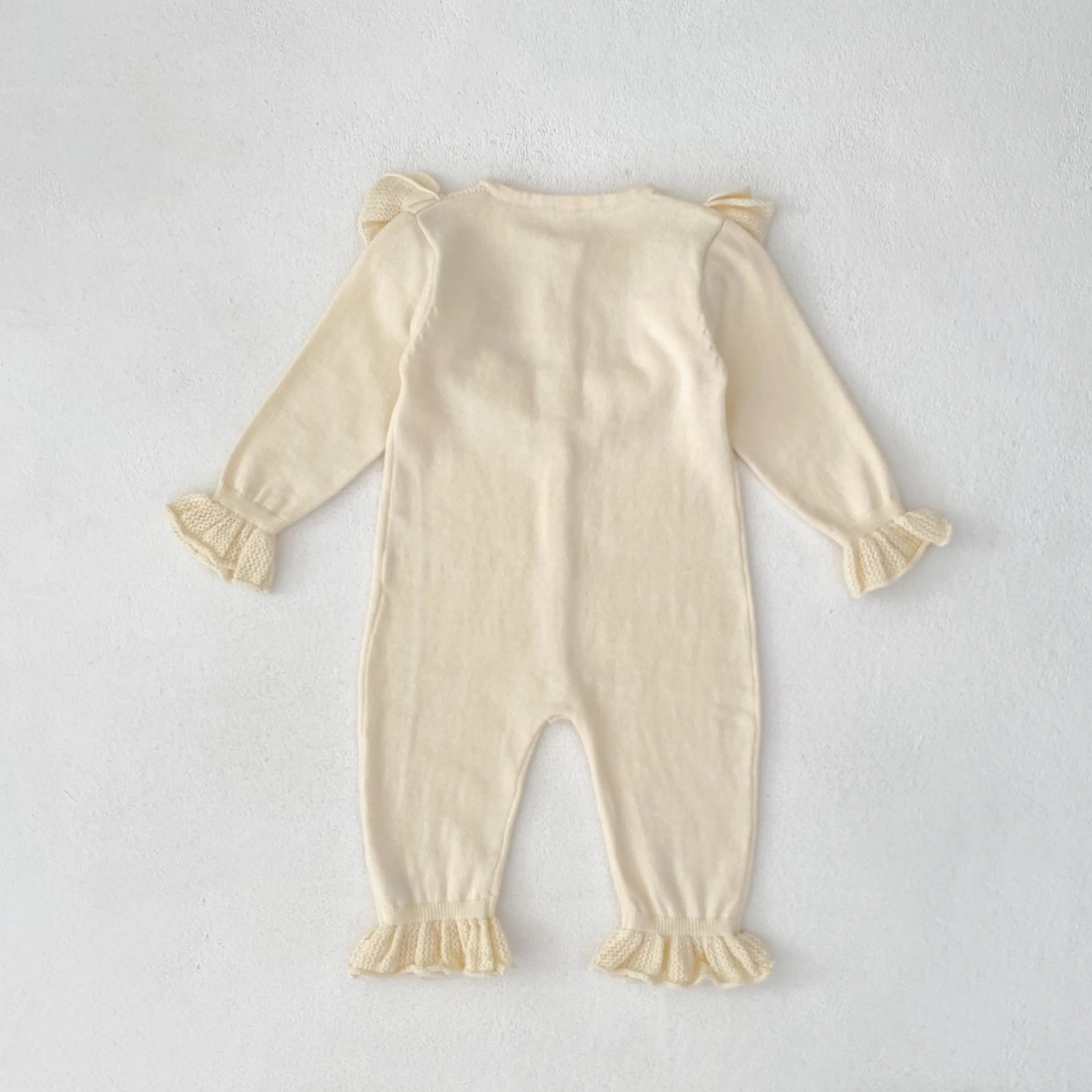 Autumn new 0-3 year old baby clothing, fashionable baby girl round neck lotus leaf side length sleeve palace style jumpsuit