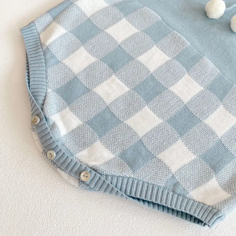 New baby clothing for autumn season, women aged 0-2, plaid long sleeved patchwork cotton jumpsuit
