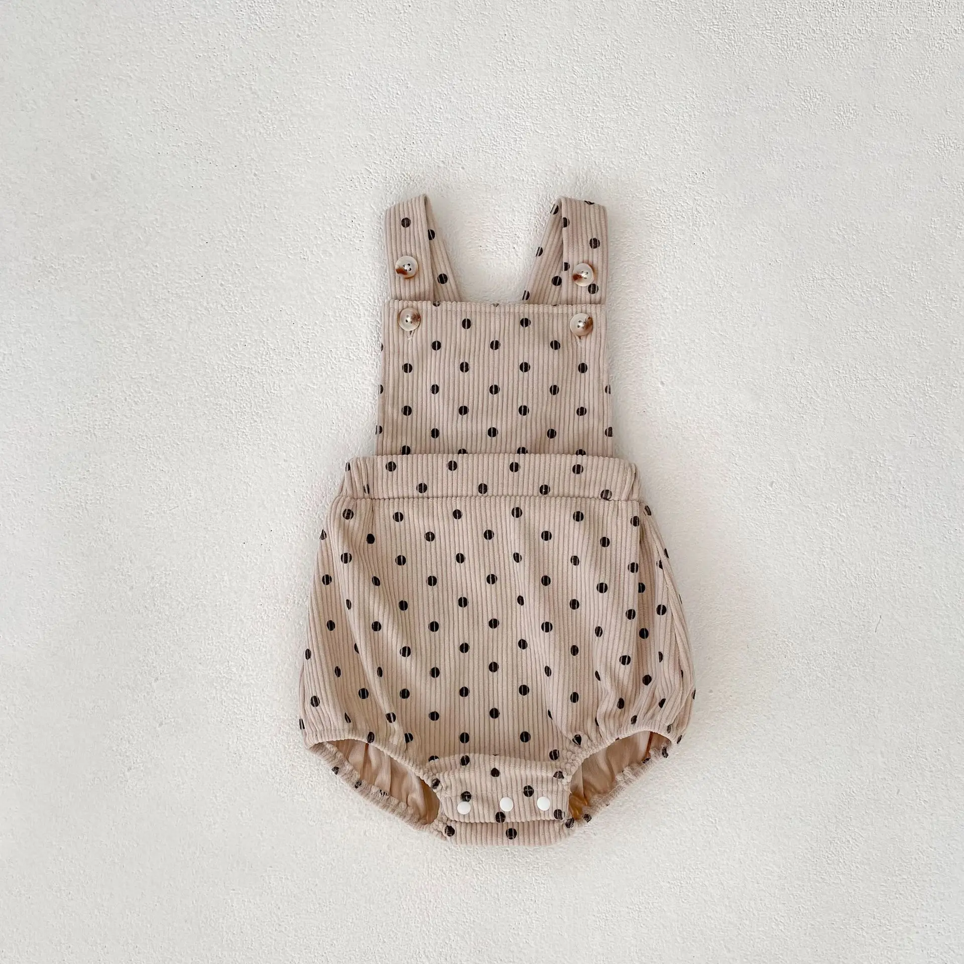 New autumn baby clothing for 0-3 years old, fashionable baby jumpsuit, trendy polka dot shoulder strap jumpsuit