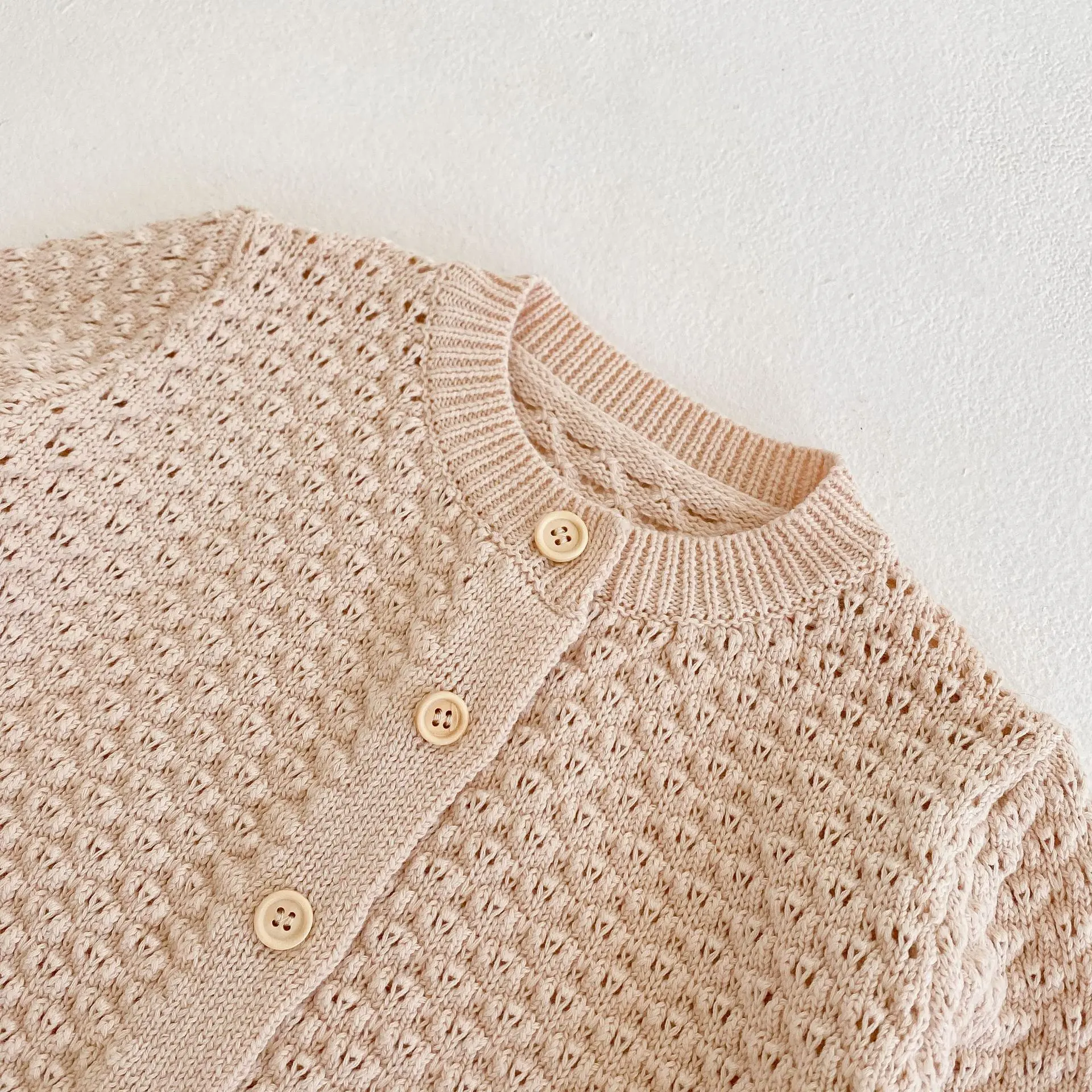 Instagram Spring and Autumn Clothing 0-3 Year Old Girl Fashion Versatile Knitted Sweater Infant Solid Color Sweater Set Cotton Y