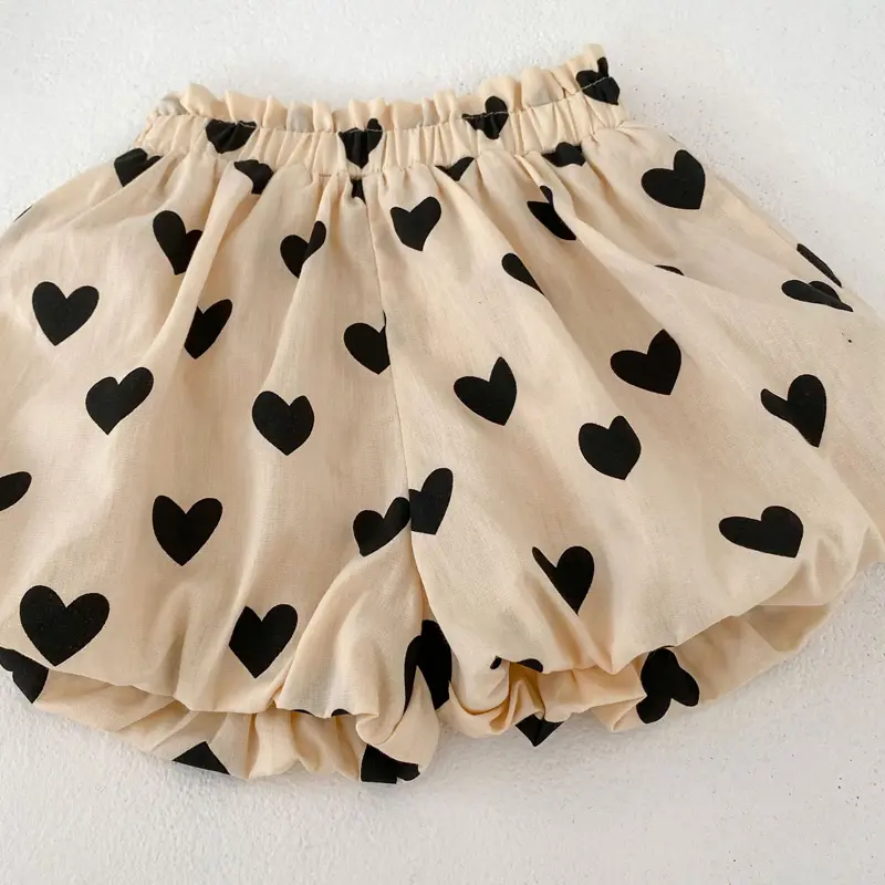 Summer new baby clothing, sleeveless bow double layered suspender top+love pants, 2-piece set for 0-3 year old girls