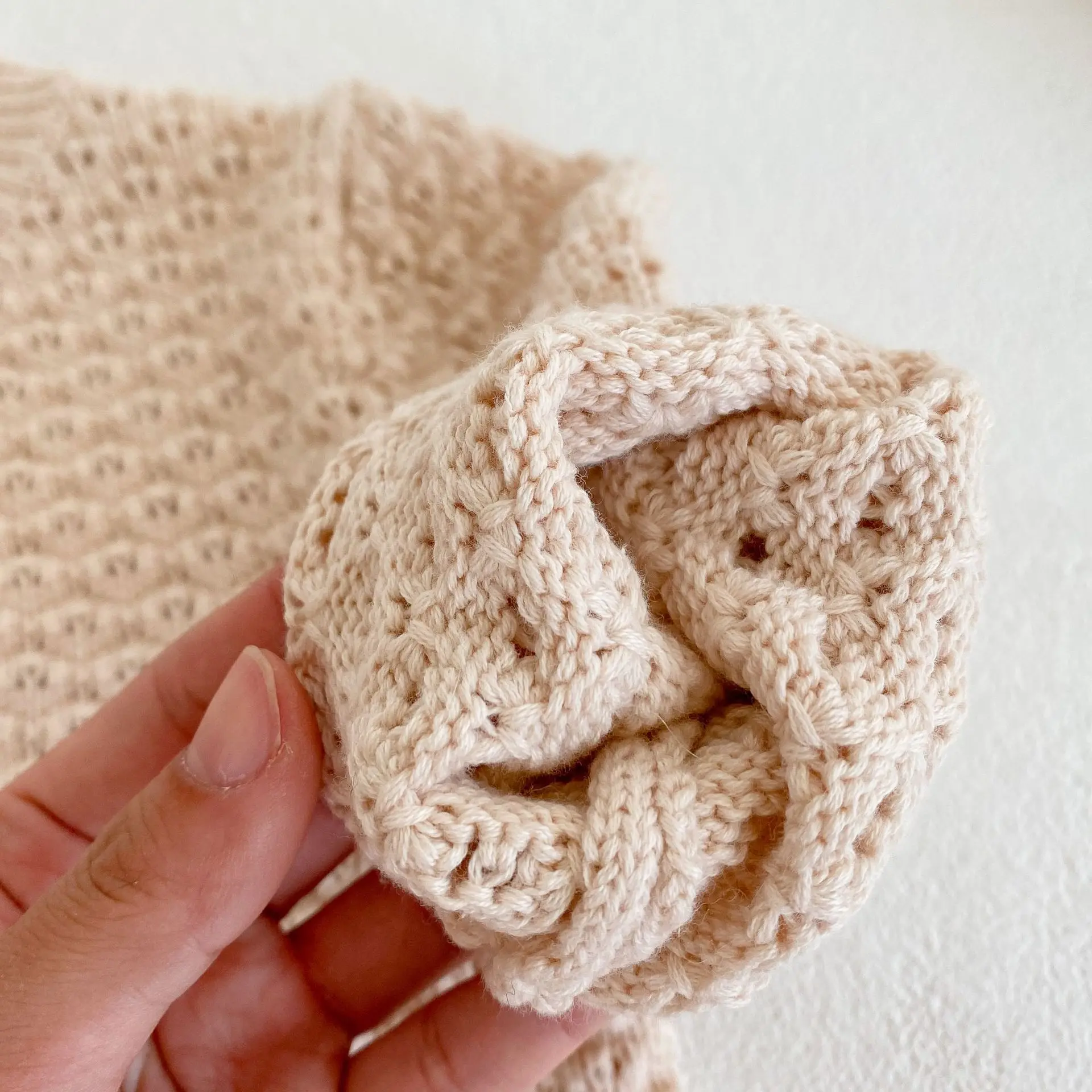 Instagram Spring and Autumn Clothing 0-3 Year Old Girl Fashion Versatile Knitted Sweater Infant Solid Color Sweater Set Cotton Y