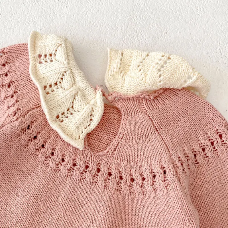 Autumn new outfit for 0-3 year old baby children's clothing, girl baby lotus leaf collar cute long sleeved knitted long top