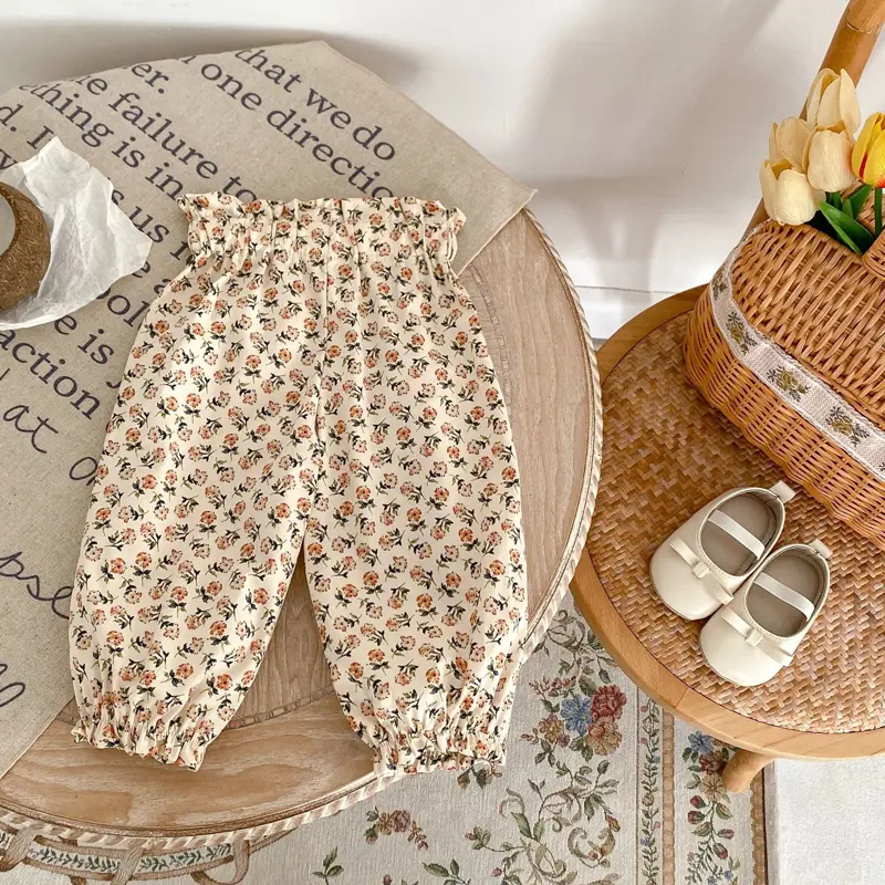 New summer baby clothing, 0-3 year old girl baby small floral mosquito repellent pants, leggings, children's clothing
