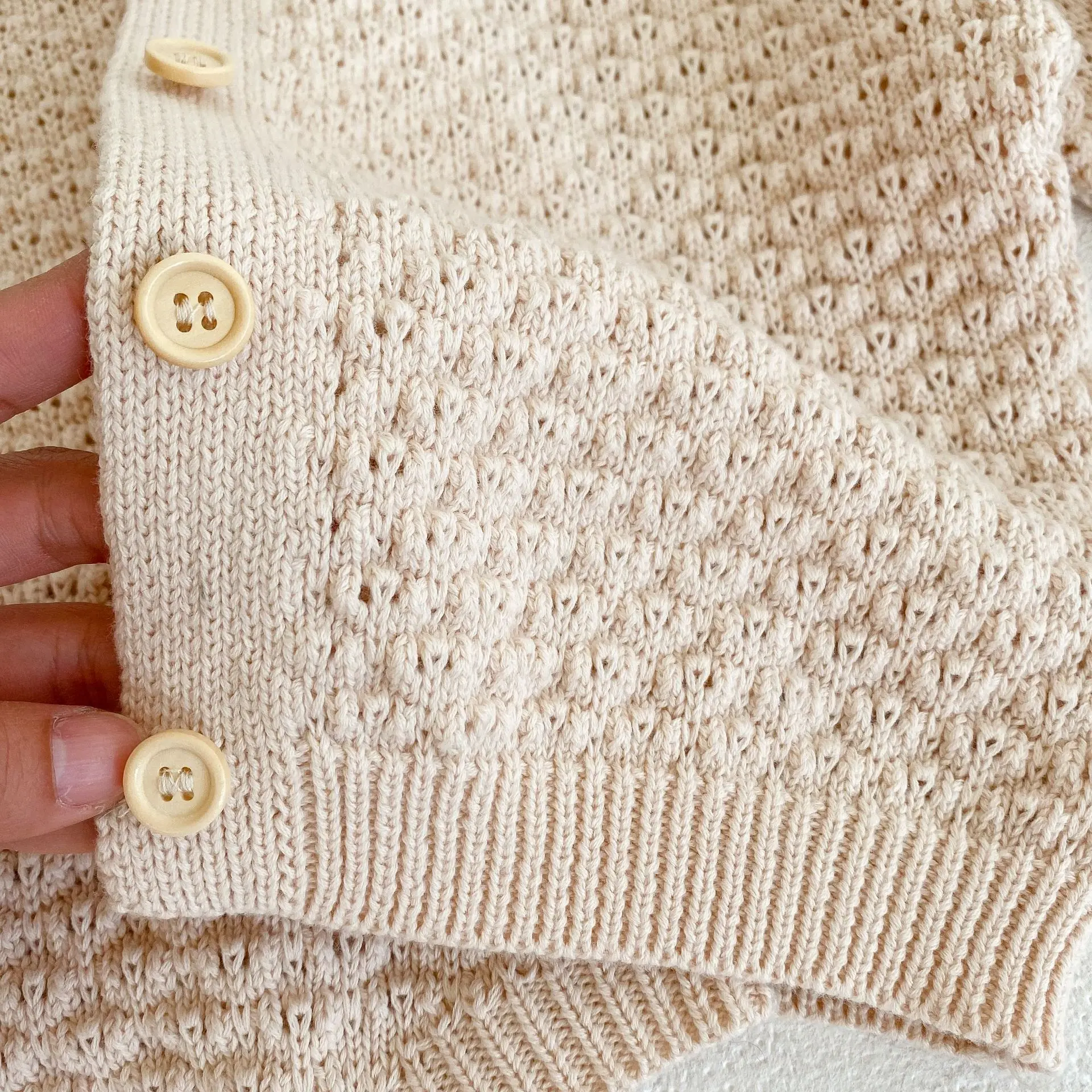 Instagram Spring and Autumn Clothing 0-3 Year Old Girl Fashion Versatile Knitted Sweater Infant Solid Color Sweater Set Cotton Y