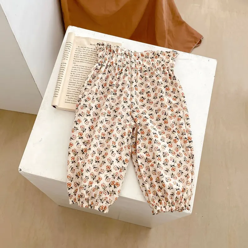 New summer baby clothing, 0-3 year old girl baby small floral mosquito repellent pants, leggings, children's clothing