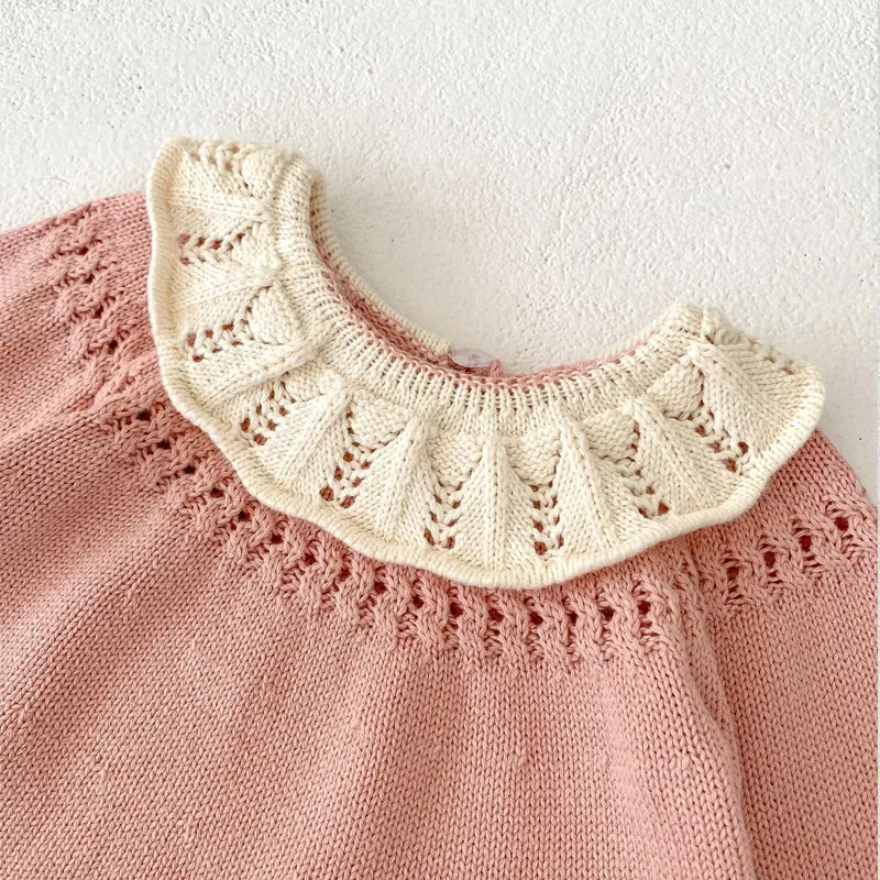 Autumn new outfit for 0-3 year old baby children's clothing, girl baby lotus leaf collar cute long sleeved knitted long top