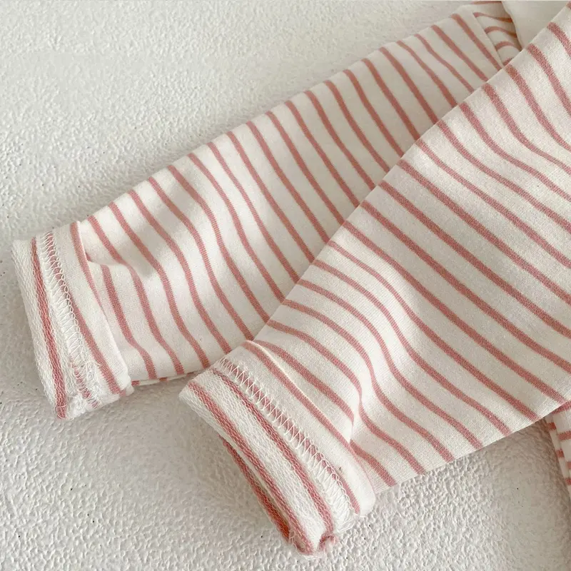 New autumn baby clothing, 0-3 year old girl bunny collar girl striped top, T-shirt