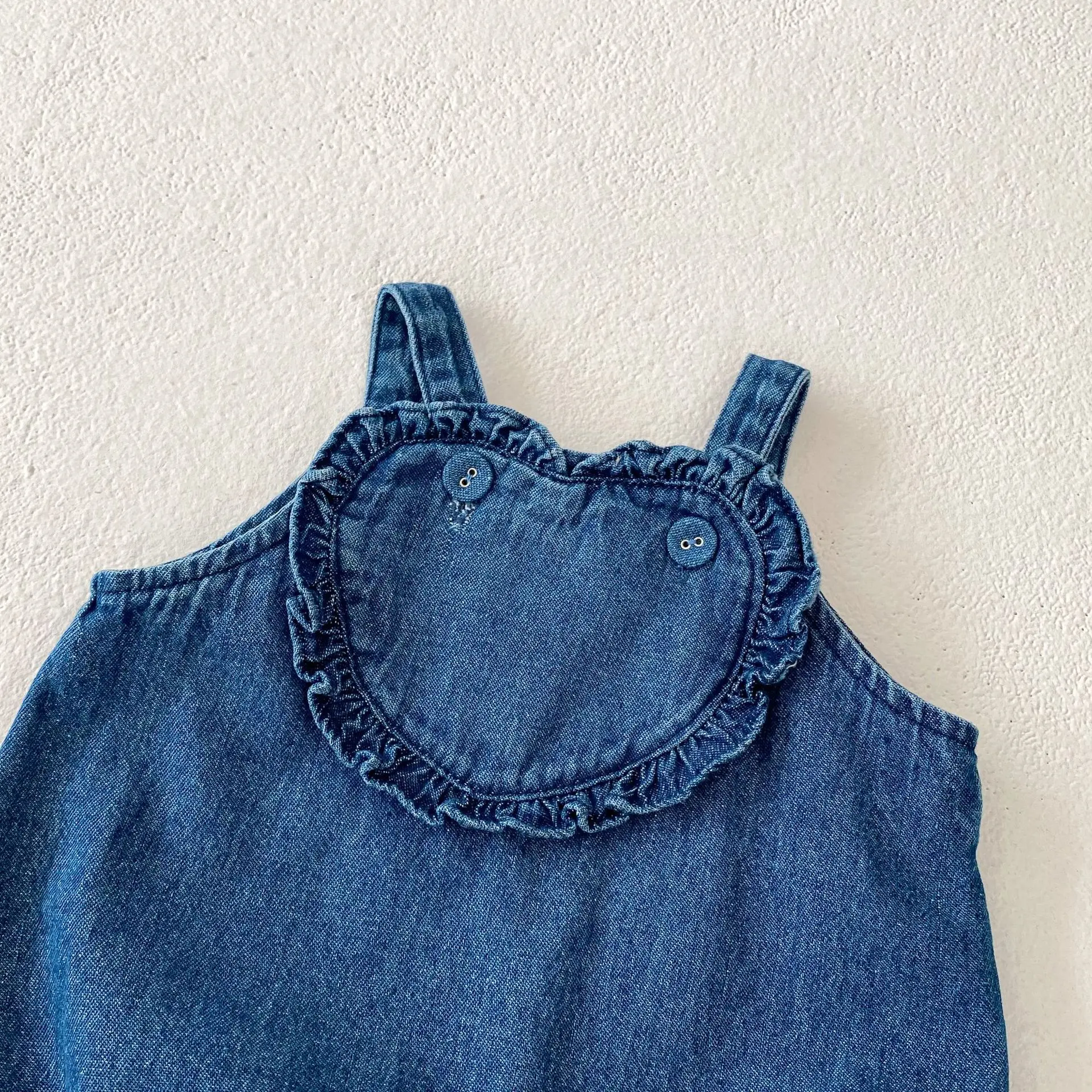 INS Summer Infant and Toddler Fashion Versatile Triangle jumpsuit Girl Baby Cowboy Love Shoulder Strap Bag Fart Sweetheart jumps