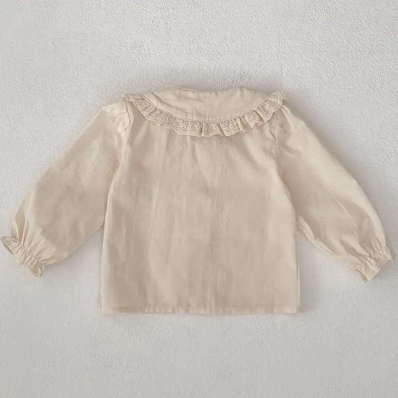 Spring and Autumn New Baby Clothing, 0-3 Year Old Female Baby, Black Ear Edge Doll Neck Top