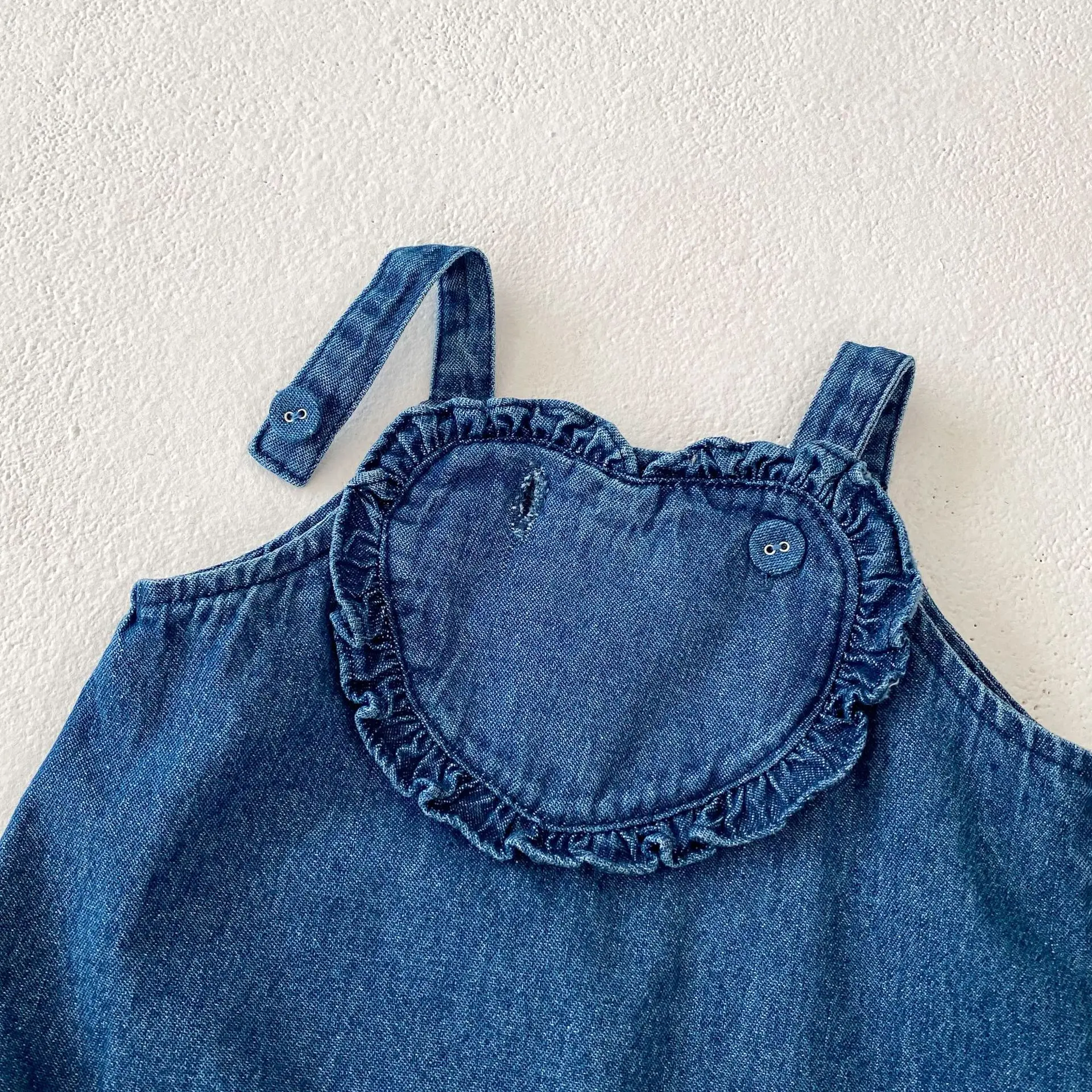 INS Summer Infant and Toddler Fashion Versatile Triangle jumpsuit Girl Baby Cowboy Love Shoulder Strap Bag Fart Sweetheart jumps