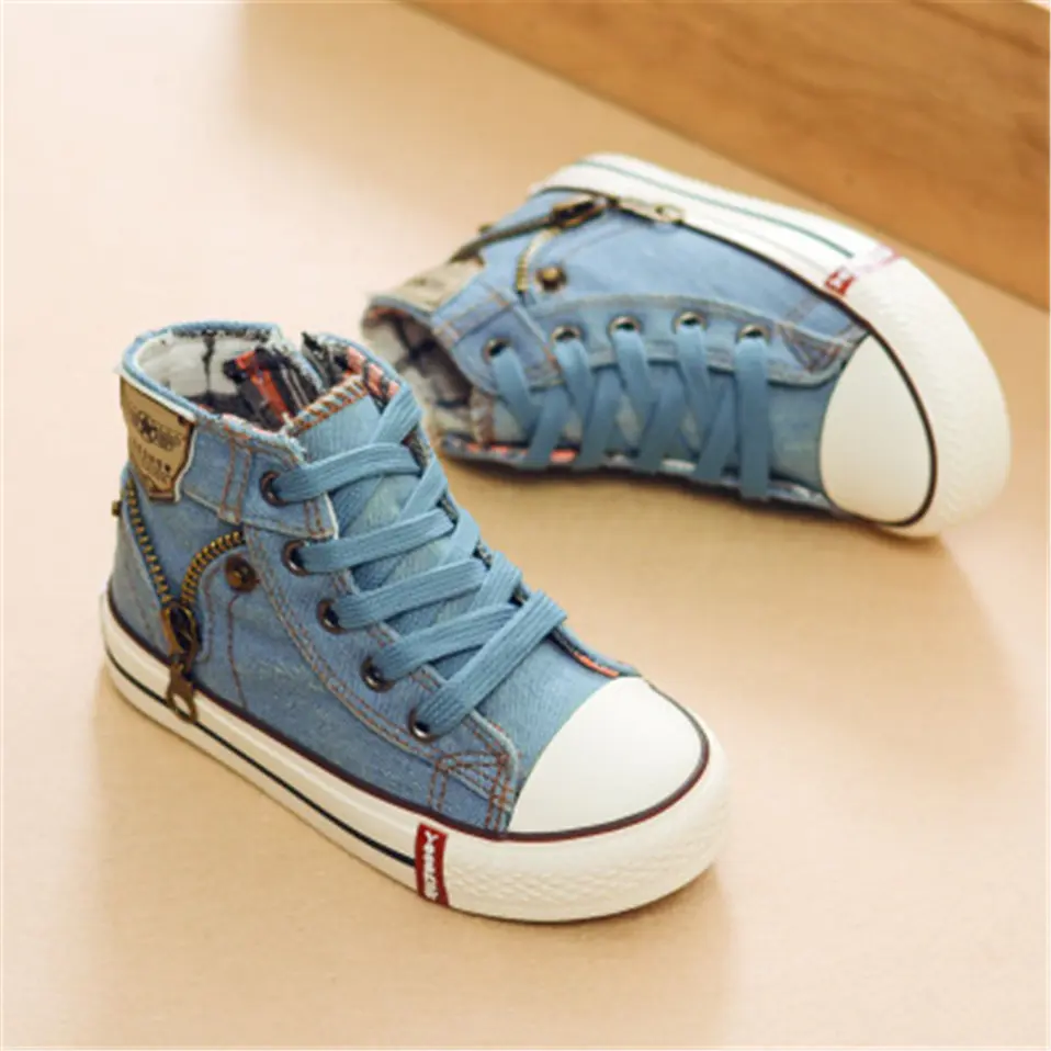 2025 Spring and Autumn New High Top Child Shoes Sneakers Baby Toddler Shoes Cowboy Canvas Shoes Spot