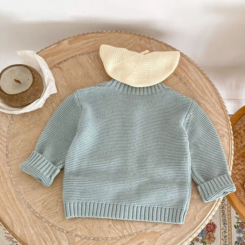 Autumn New Baby Clothing, 0-3 Year Old Girl, Rainbow Embroidered Pattern Coat, Cotton Yarn Knitted Cute Double Pockets