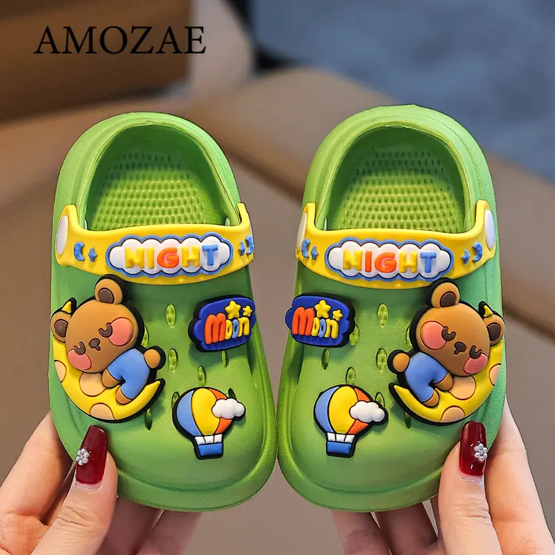 Summer Children Beach Slippers Cartoon Holes Baby Casual Shoes Kids Lightweight Breathable Indoor Outdoor Cute EVA Sandals