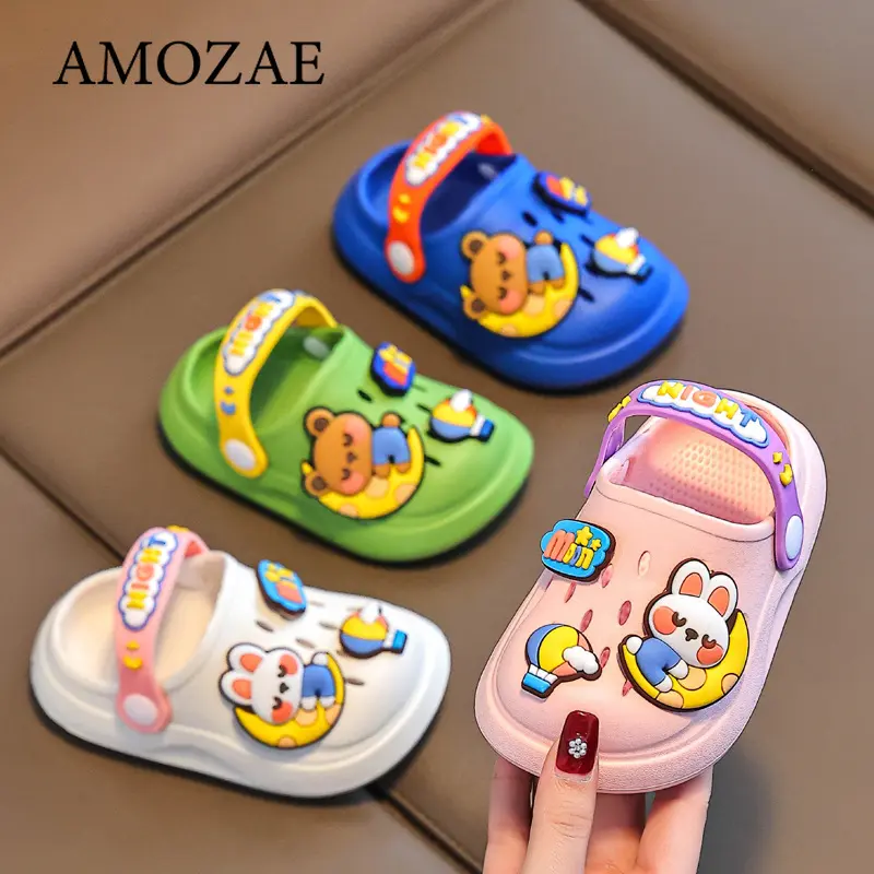 Summer Children Beach Slippers Cartoon Holes Baby Casual Shoes Kids Lightweight Breathable Indoor Outdoor Cute EVA Sandals