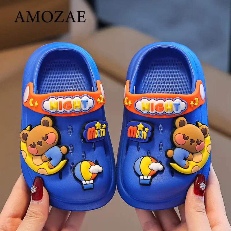 Summer Children Beach Slippers Cartoon Holes Baby Casual Shoes Kids Lightweight Breathable Indoor Outdoor Cute EVA Sandals