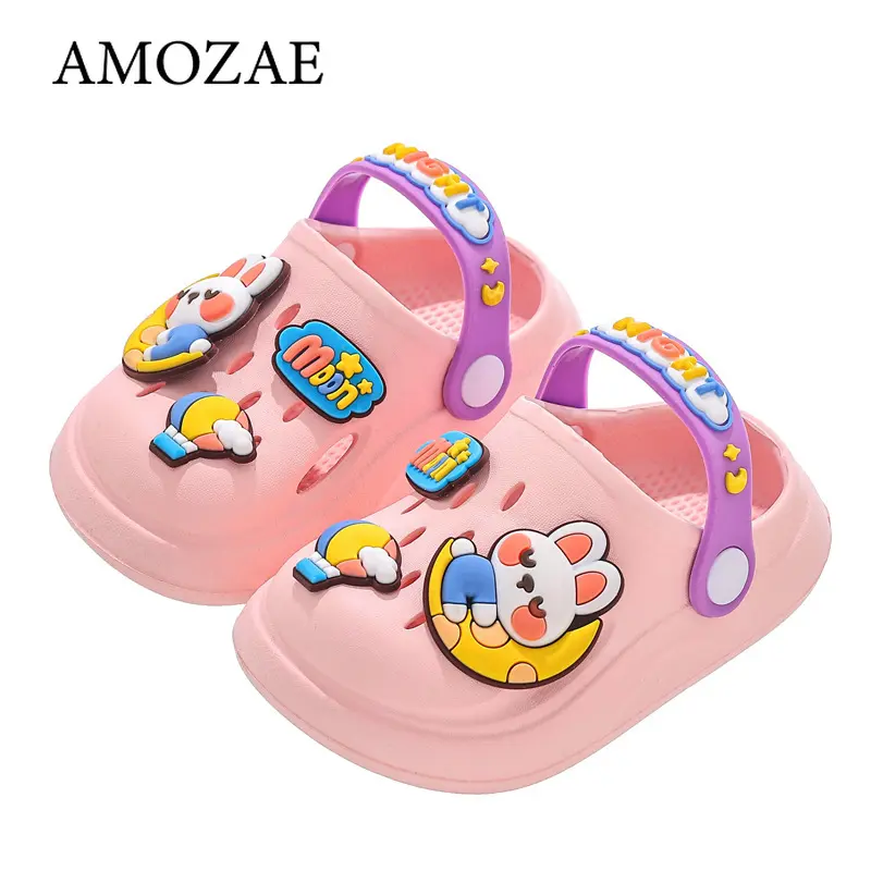 Summer Children Beach Slippers Cartoon Holes Baby Casual Shoes Kids Lightweight Breathable Indoor Outdoor Cute EVA Sandals