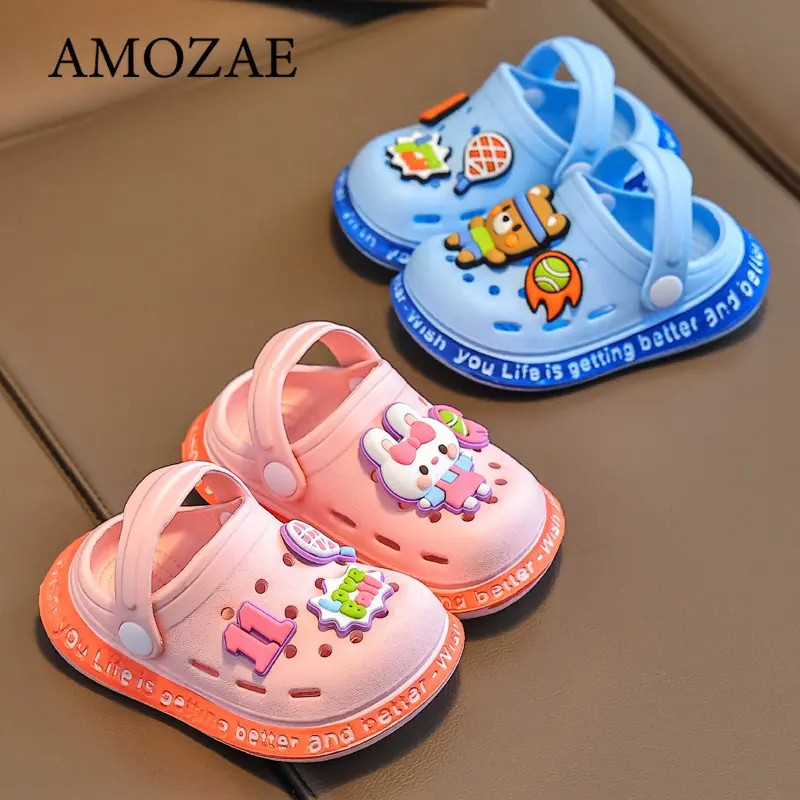 Sweet Baby Slippers Summer Toddler Beach Shoes Kids Lightweight Breathable Cute Cartoon Little Boys Girl Close toed Sandals