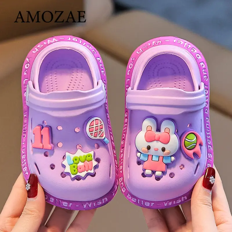 Sweet Baby Slippers Summer Toddler Beach Shoes Kids Lightweight Breathable Cute Cartoon Little Boys Girl Close toed Sandals