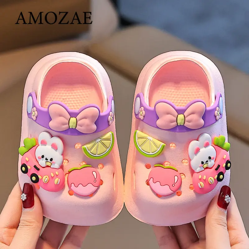 Kids Indoor Hole Slippers Summer Slip-resistant Clog Shoes Outdoor Boys Girls Anti-slip Sandals Comfortable Breathable Footwear