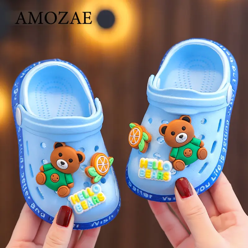 Children Cartoon Home Sandals Baby Girls Breathable Closed Toe Bathroom Antislip Slippers Boys' Baby Cool Outdoor Beach Sandals