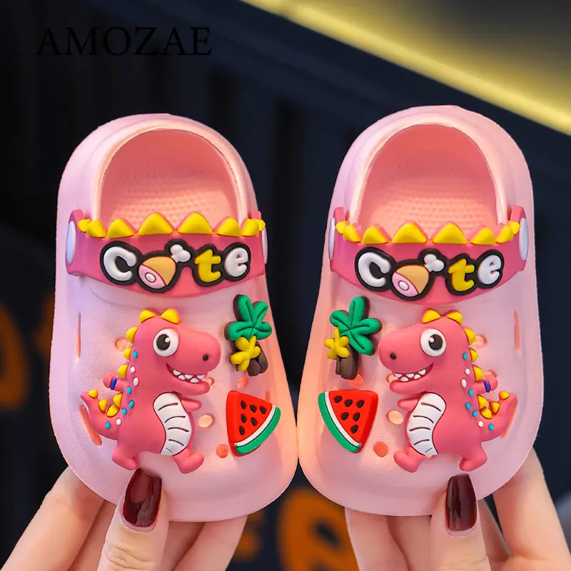 Girls and Boys Summer sandals New Children's Bathroom Home Anti slip Beach Shoes  toddler anti slip hole shoes slippers